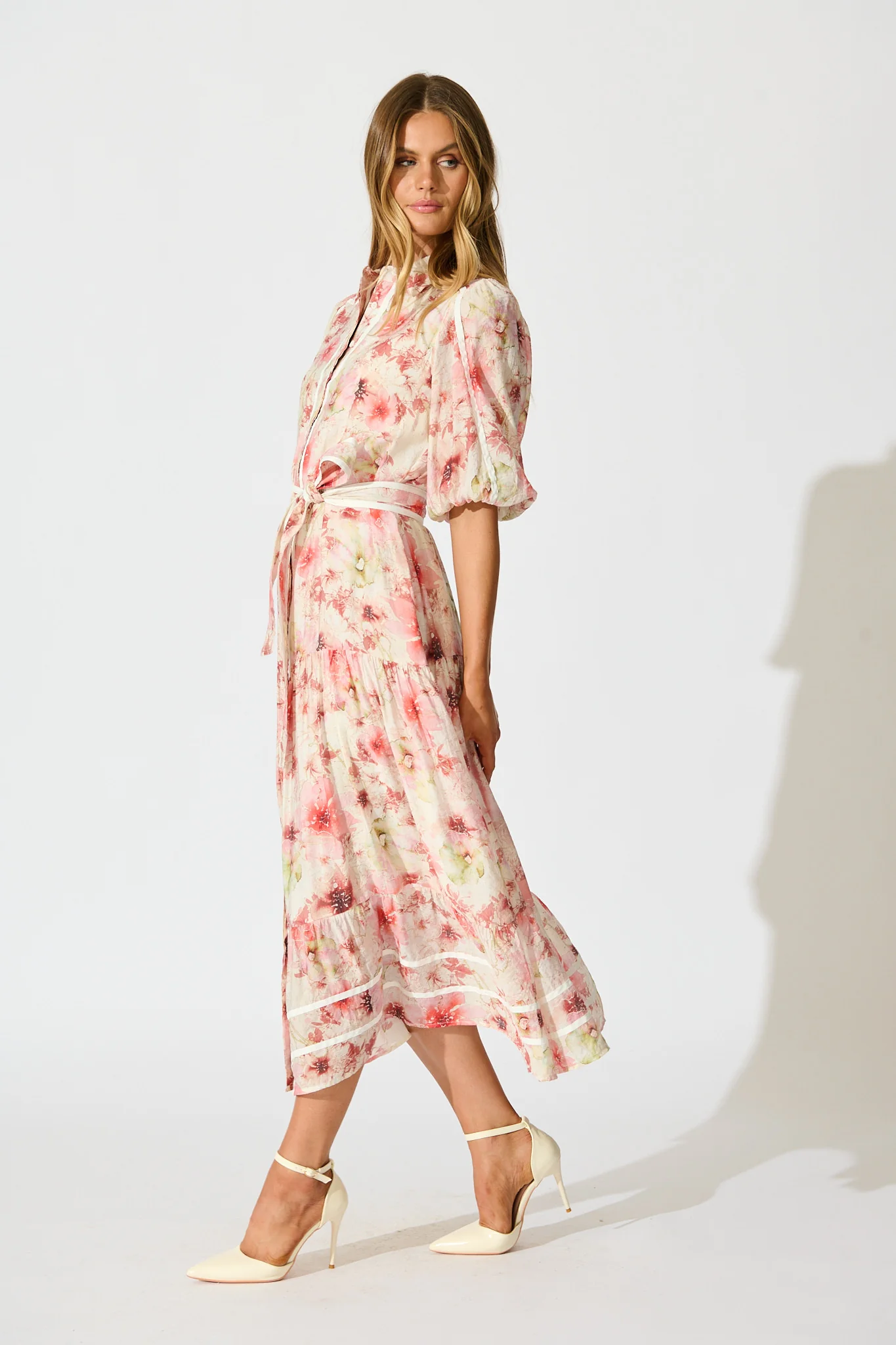 Mackenzie Maxi Shirt Dress in Blush Floral - Image 3