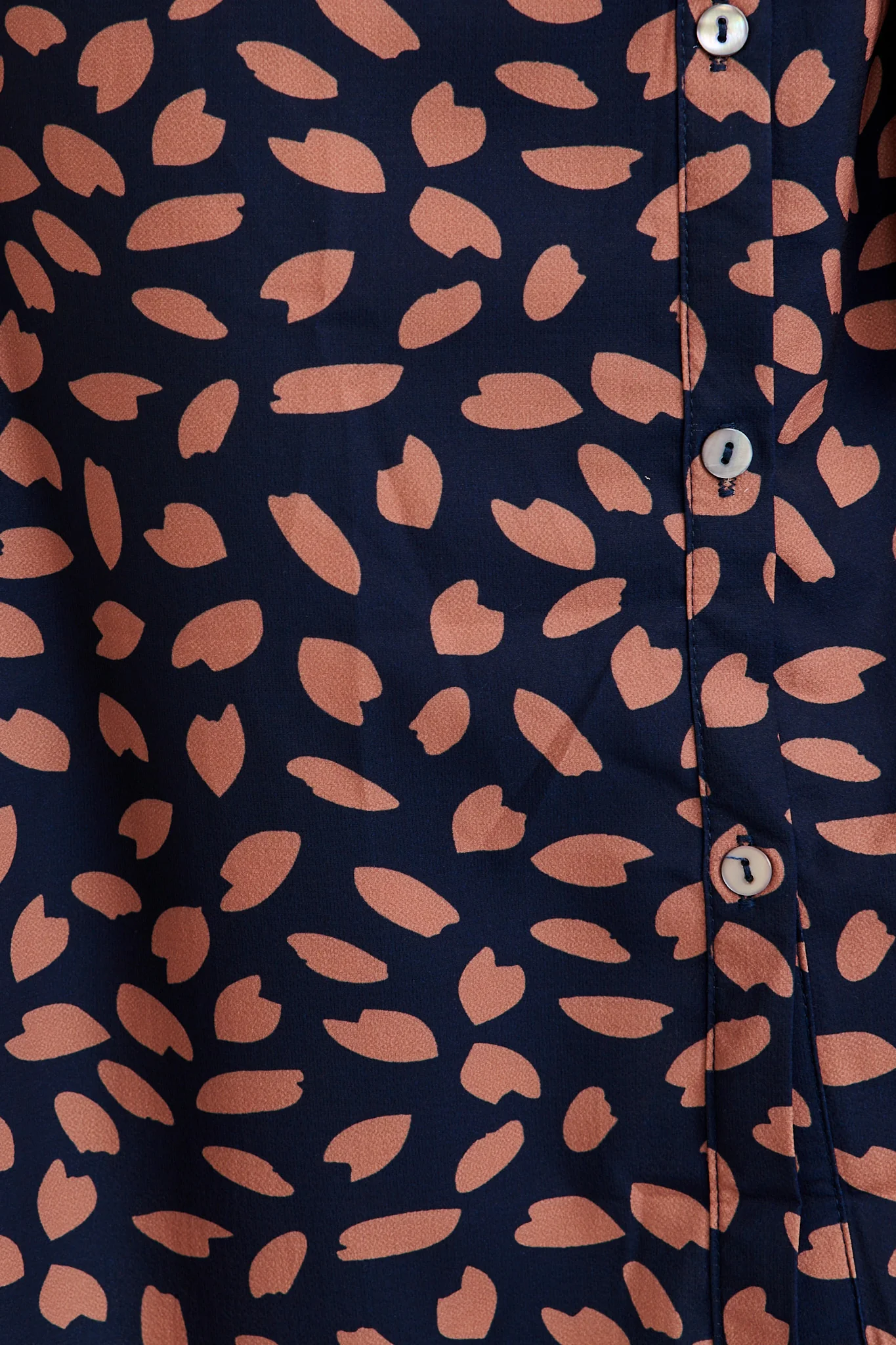 Maddison Shirt Dress in Navy with Rust Leaf - Image 10