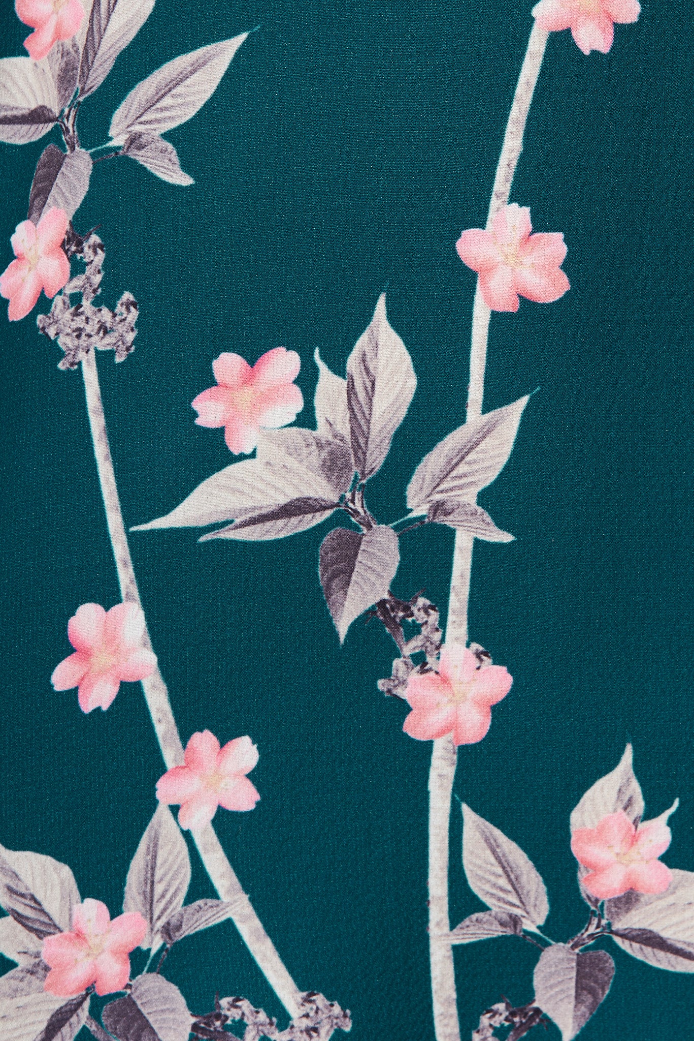 Maddison Shirt Dress In Teal With Pink Cherry Blossom - Image 10