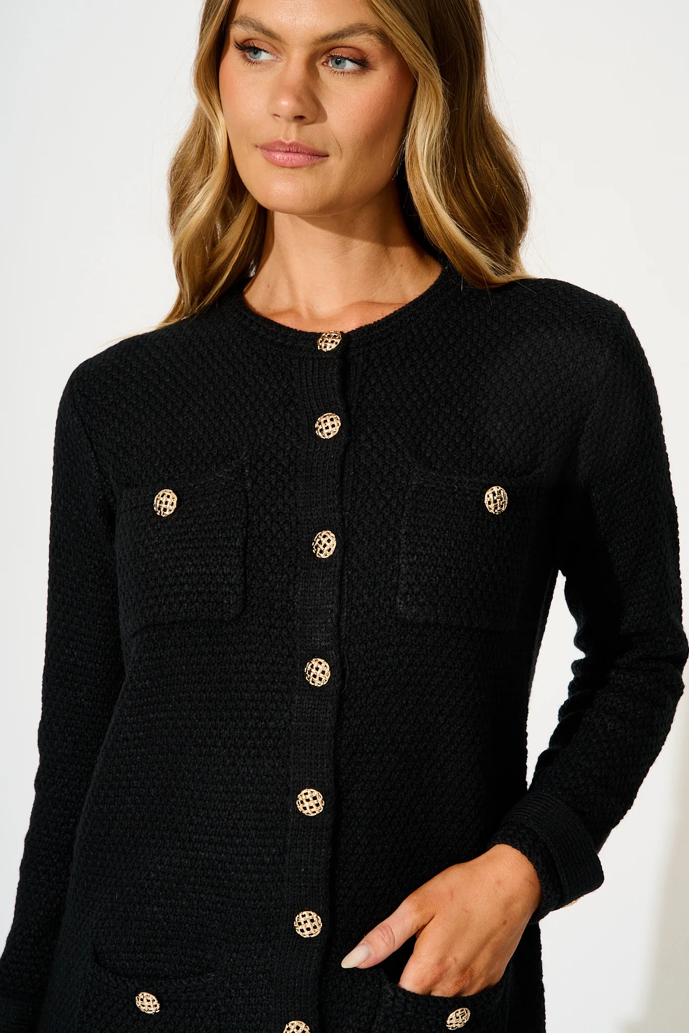 Madison Knit Dress in Black Cotton Blend - Image 5