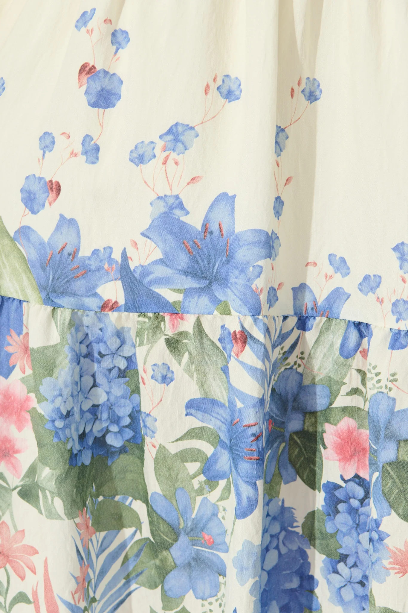 Mae Midi Dress in Cream with Blue Floral Print - Image 6