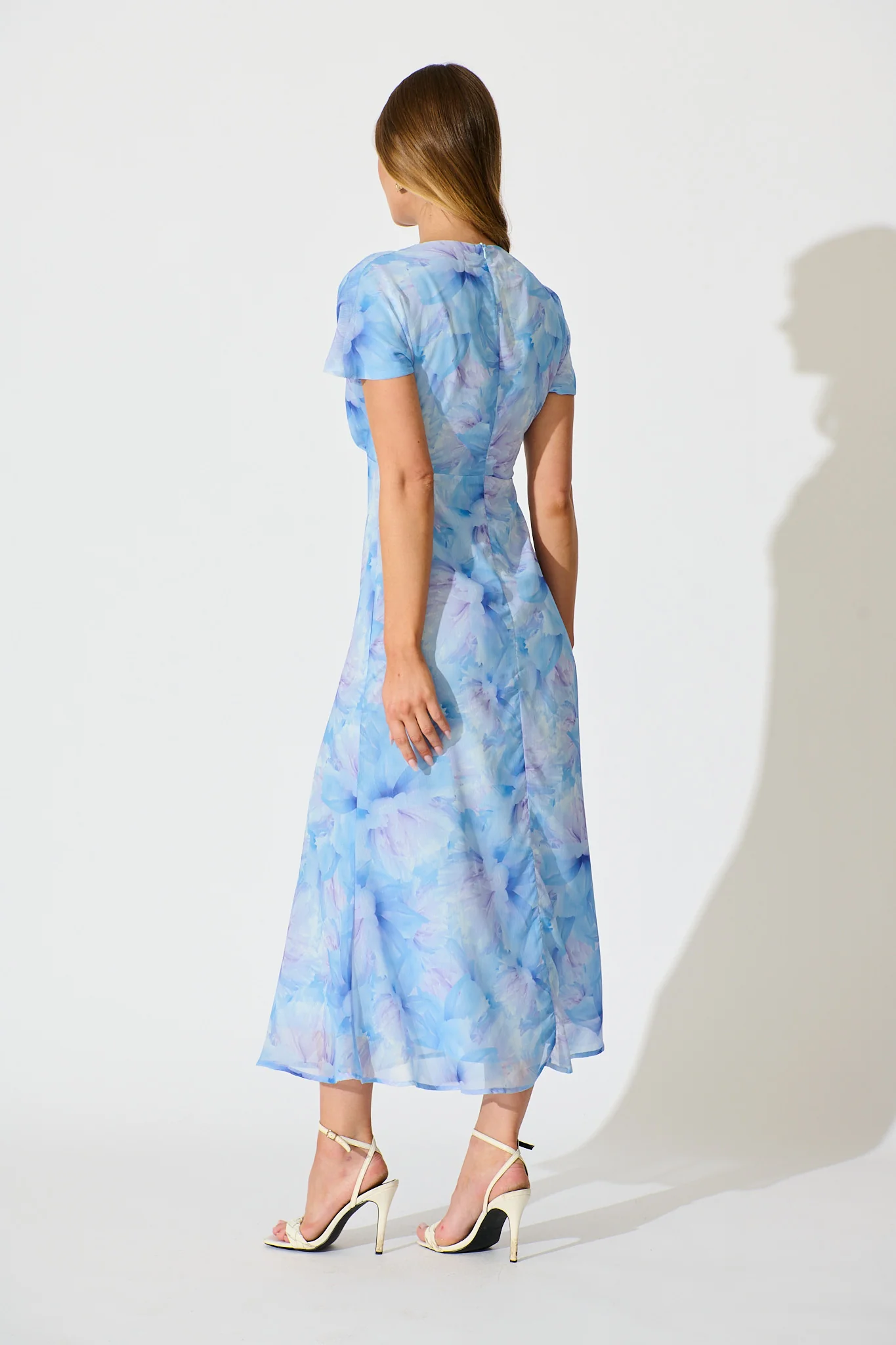 Maelis Maxi Dress in Blue Floral Chiffon - Image 4