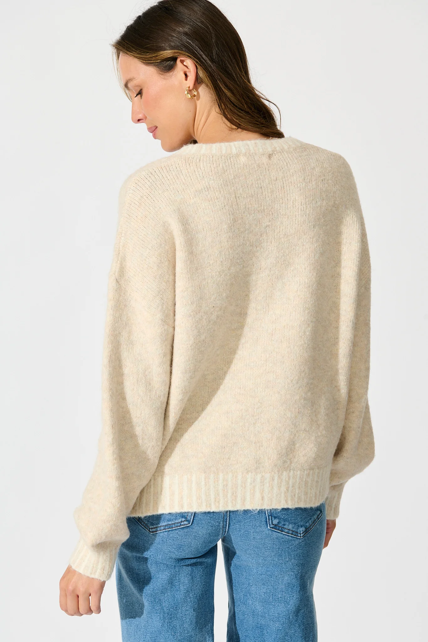 Maggie Knit in Beige Marle Wool Blend - Image 3