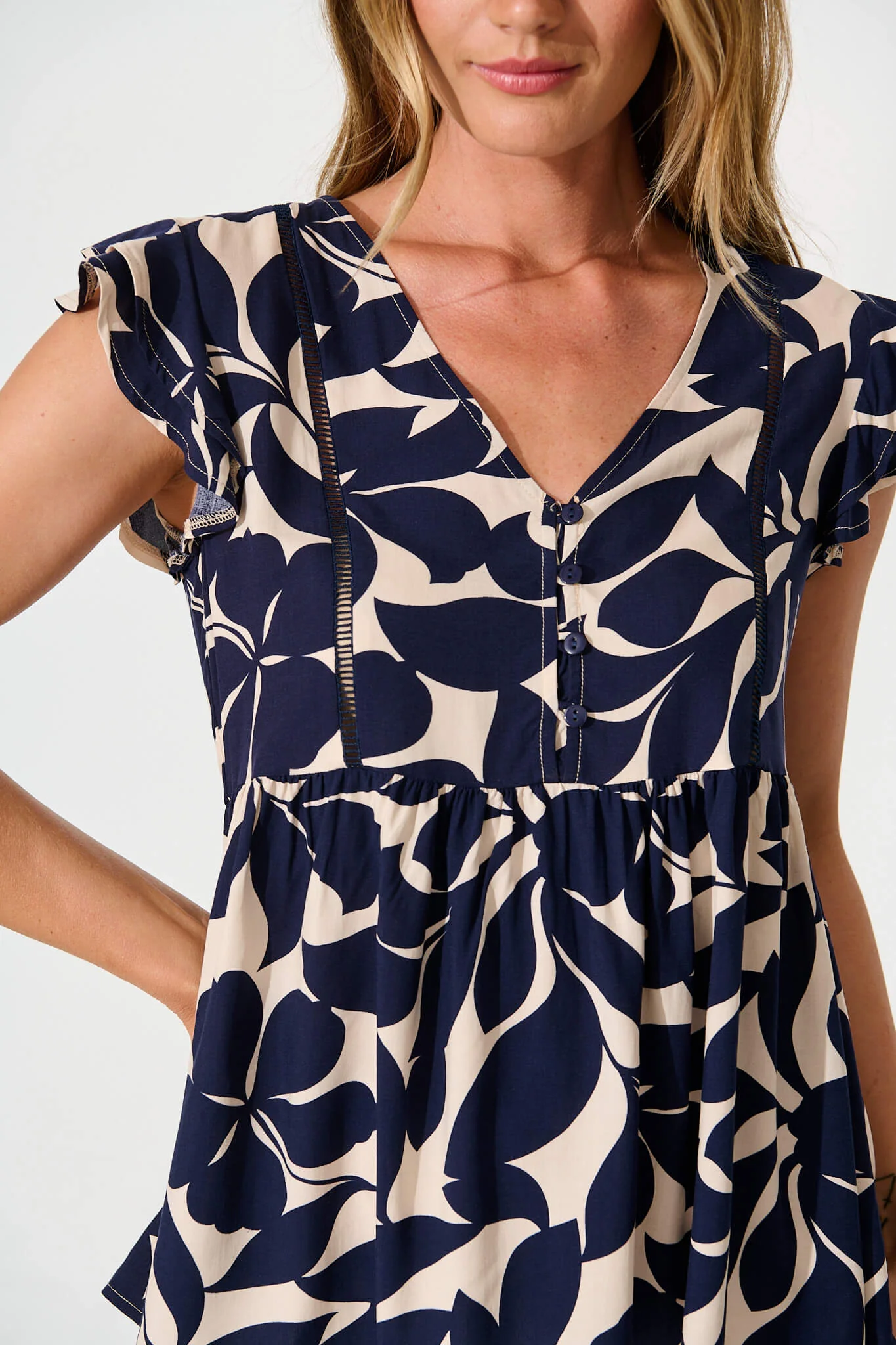 Maila Top in Navy Leaf - Image 5