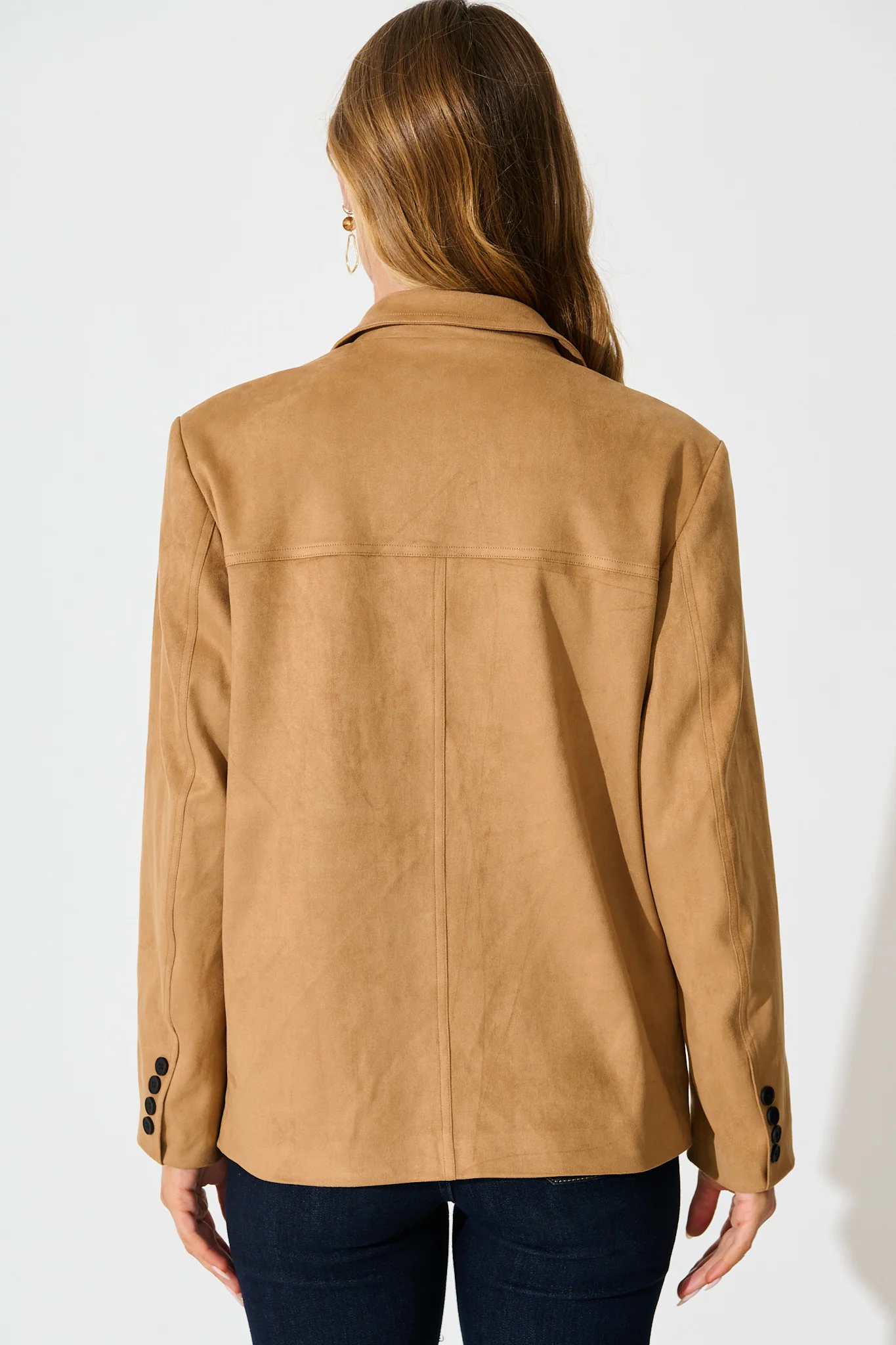 Main Character Blazer in Camel Suedette - Image 6