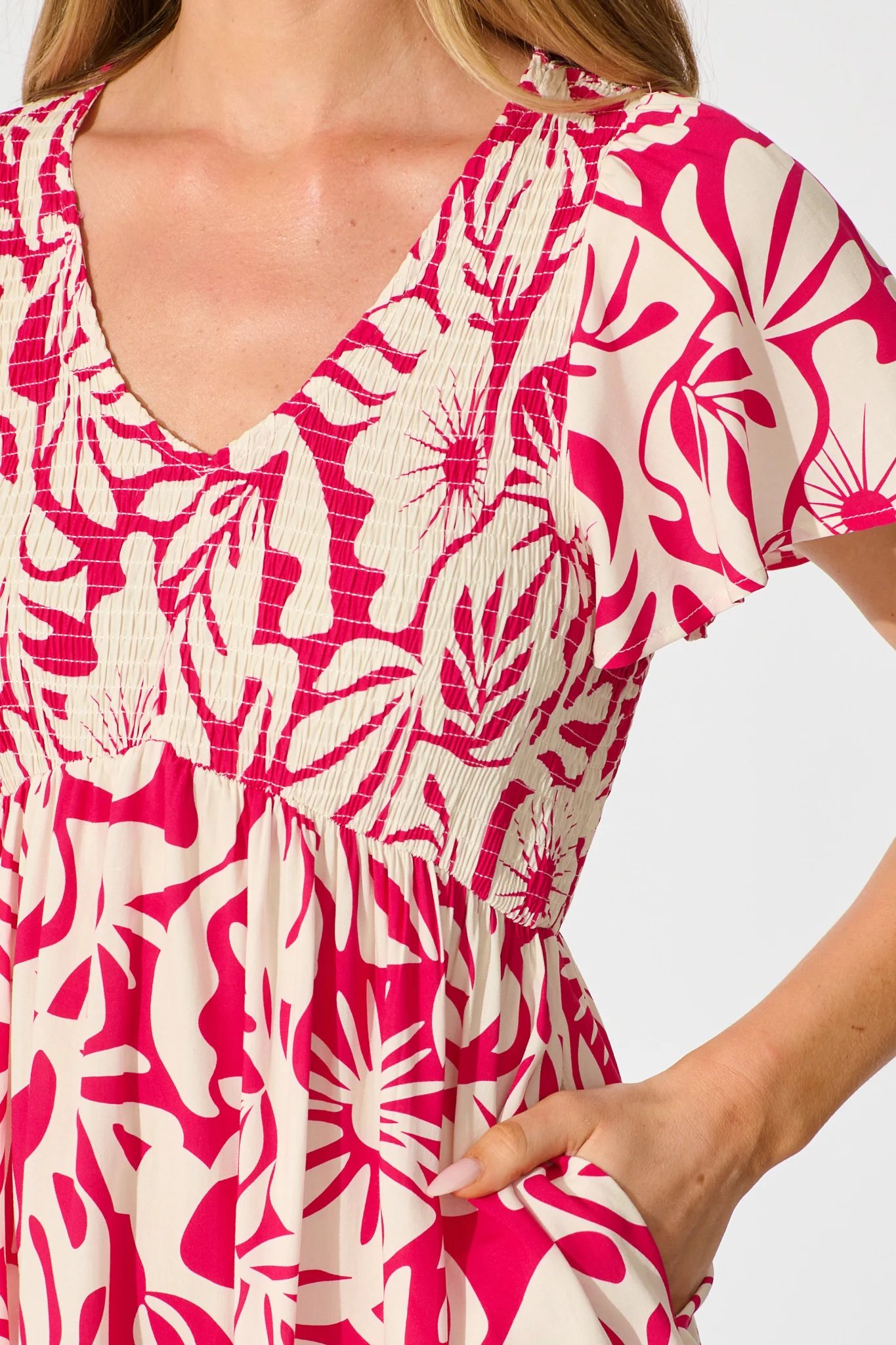 Malita Dress in Pink with White Print - Image 5