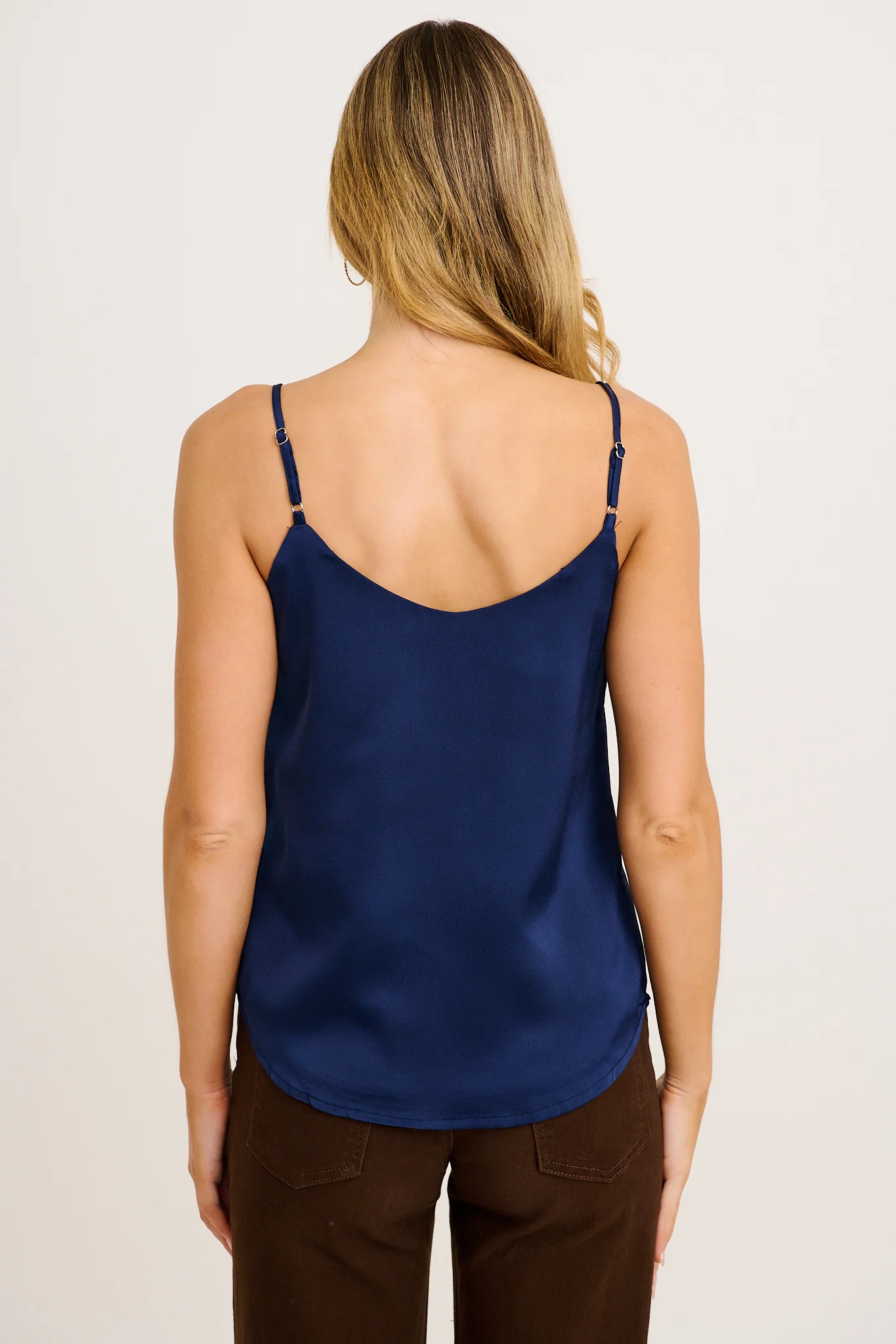 Manthis Cami Top In Navy Satin - Image 4