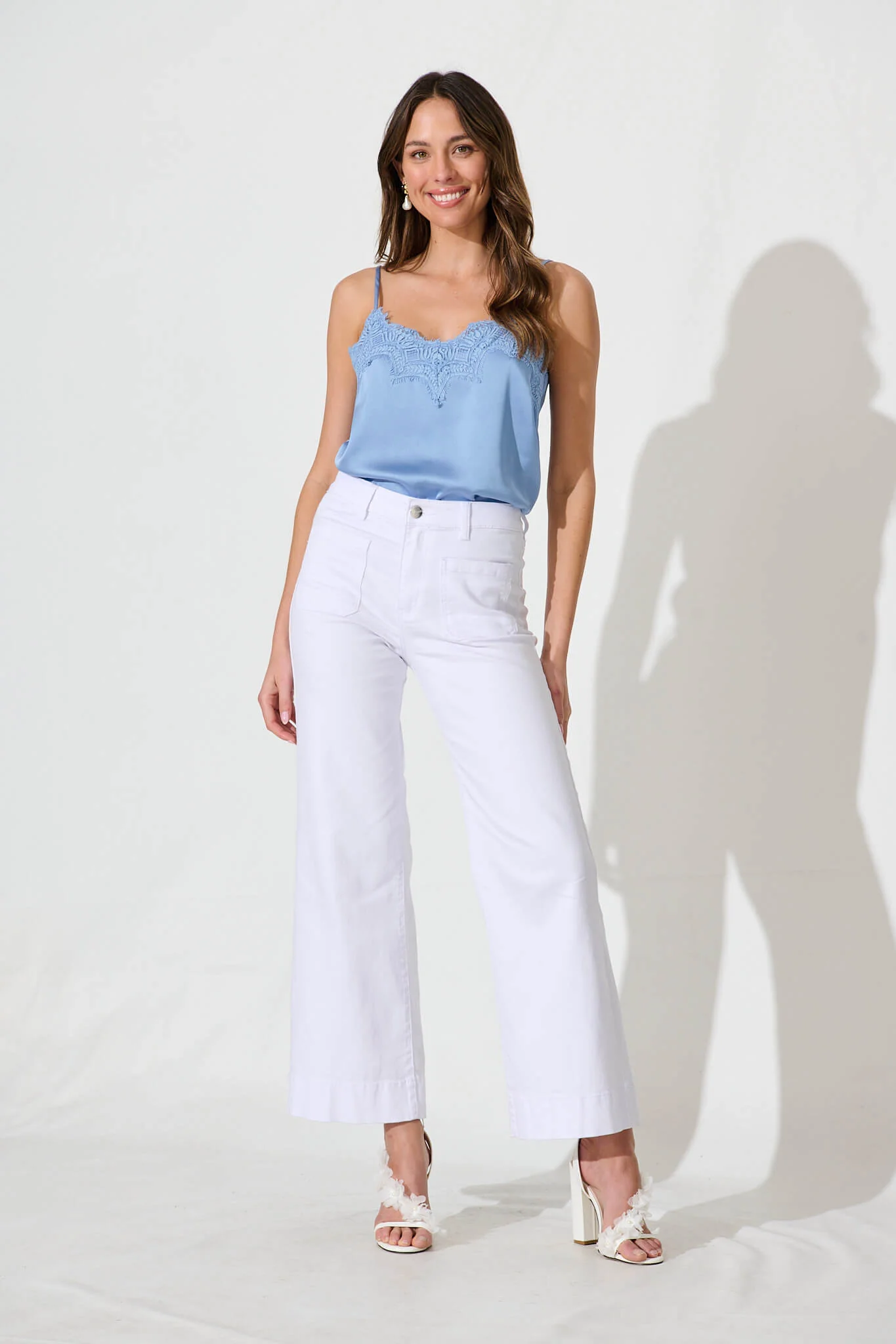 Manthis Cami Top In Pale Blue Satin - Image 9