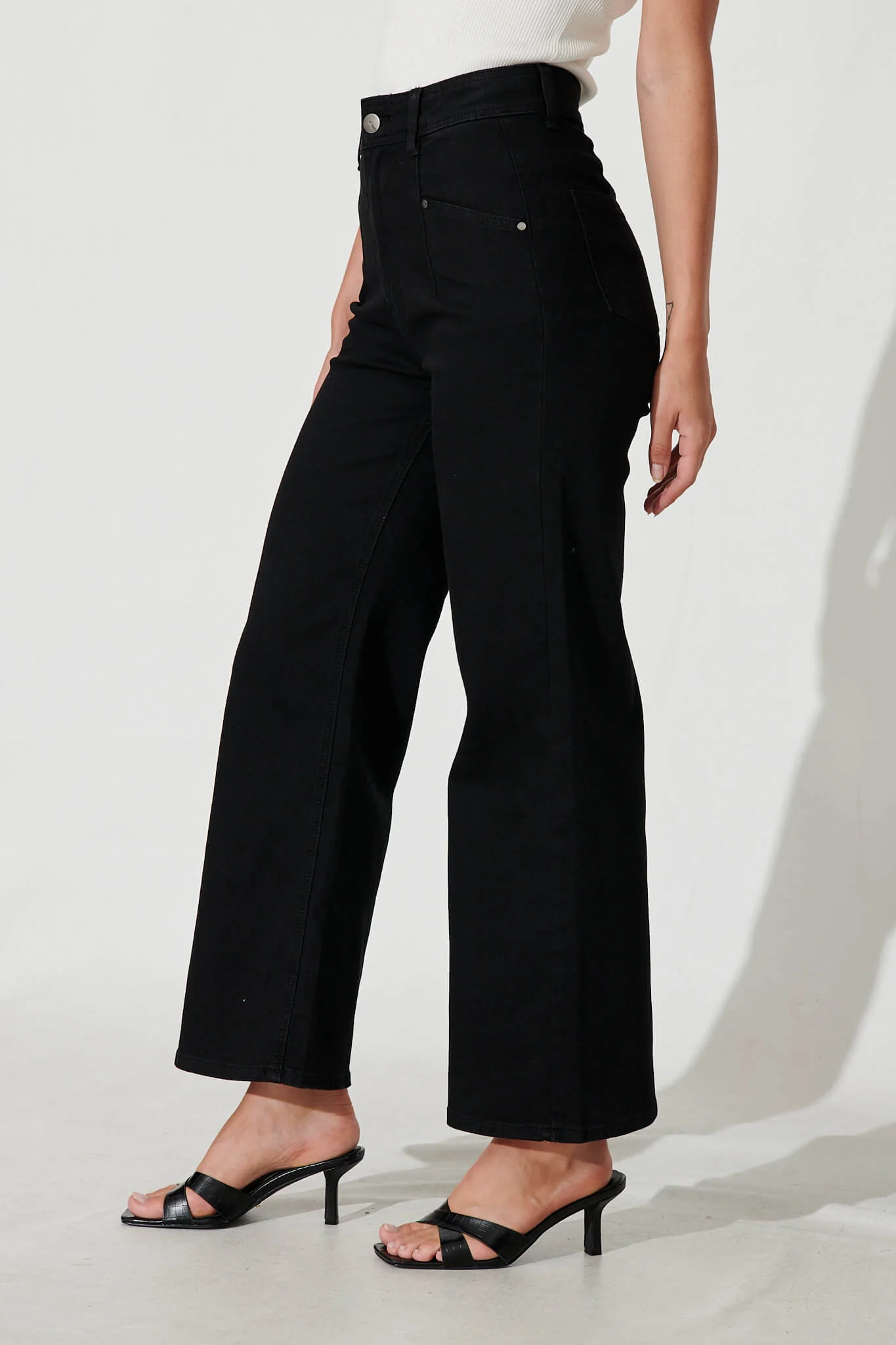 Margaret High Rise Wide Leg Jean In Black Denim - Image 2