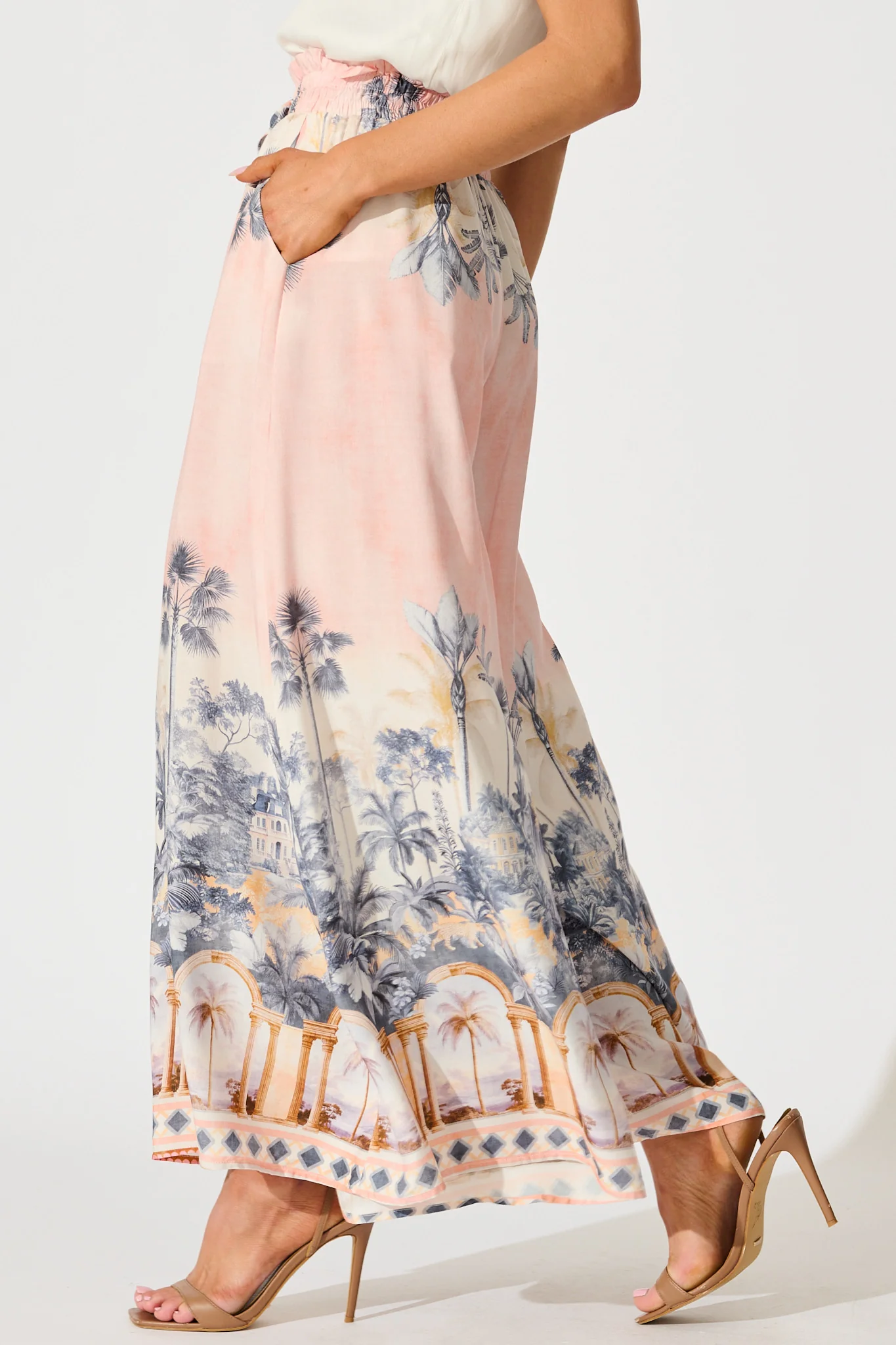 Mariah Pant in Blush Palm Tree Print - Image 2