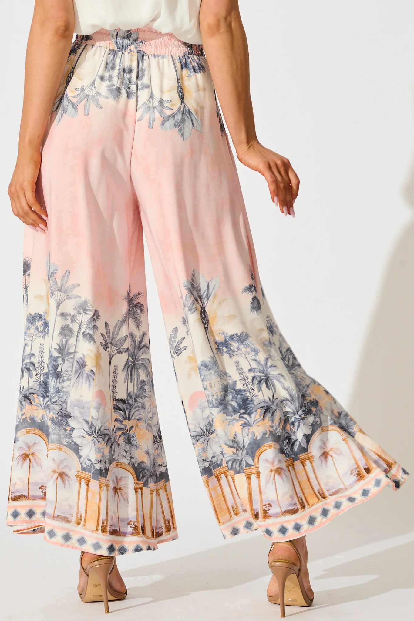 Mariah Pant in Blush Palm Tree Print - Image 3