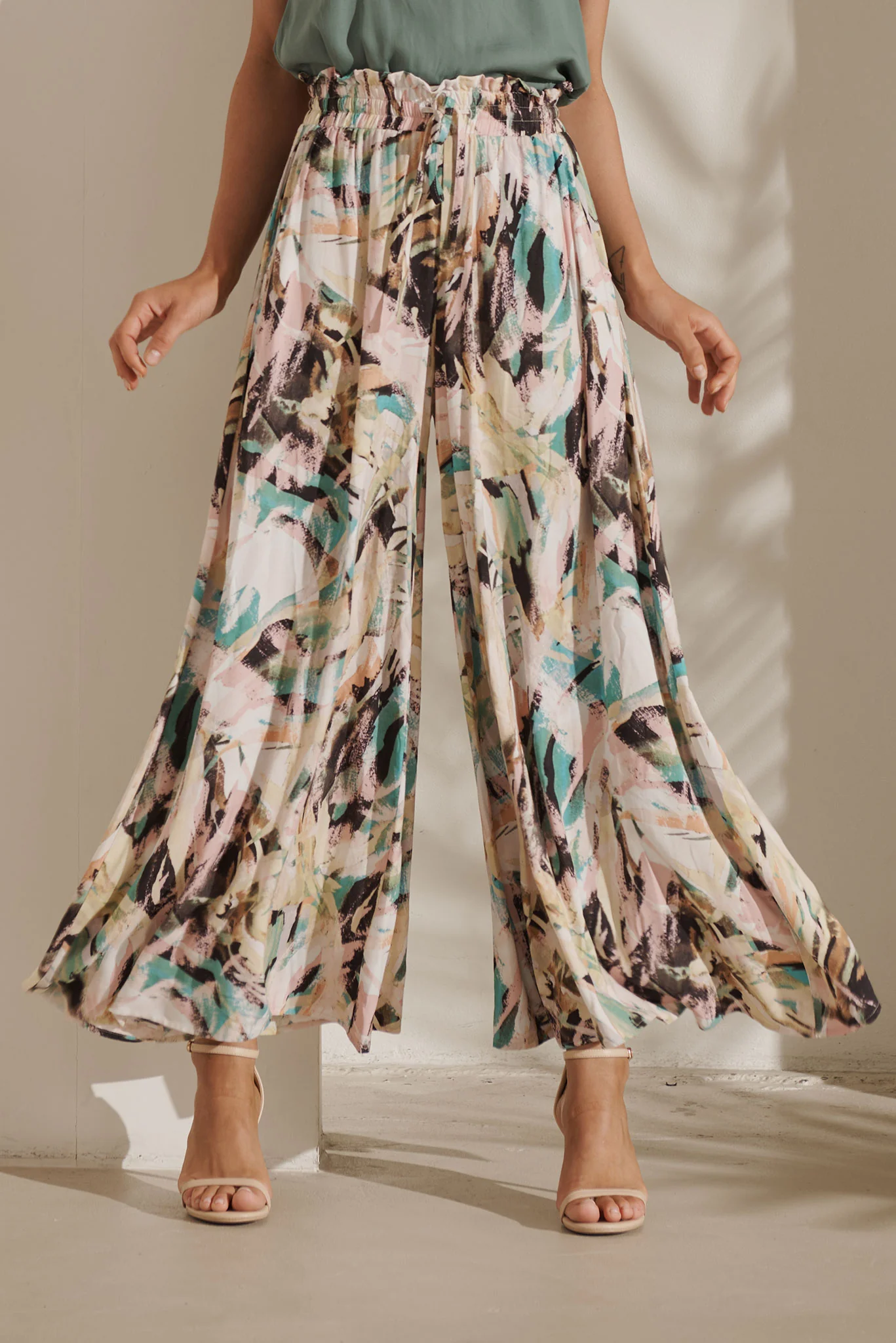 Mariah Pant In Multi Brushstroke Print - Image 2