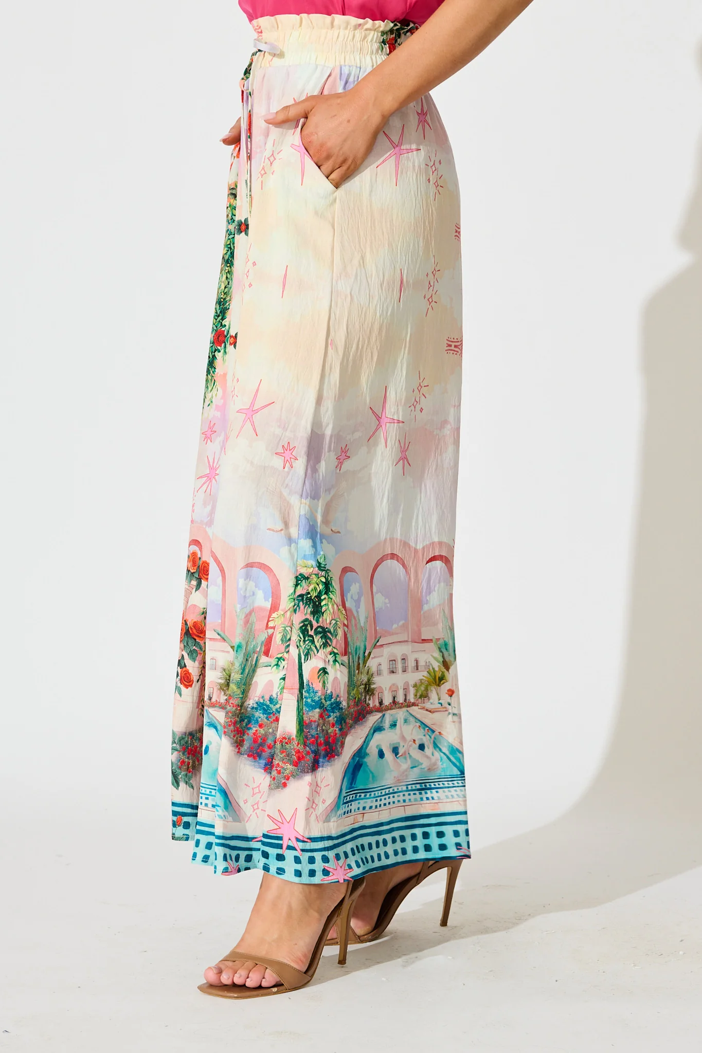 Mariah Pant in Red Rose Conversational Print - Image 2