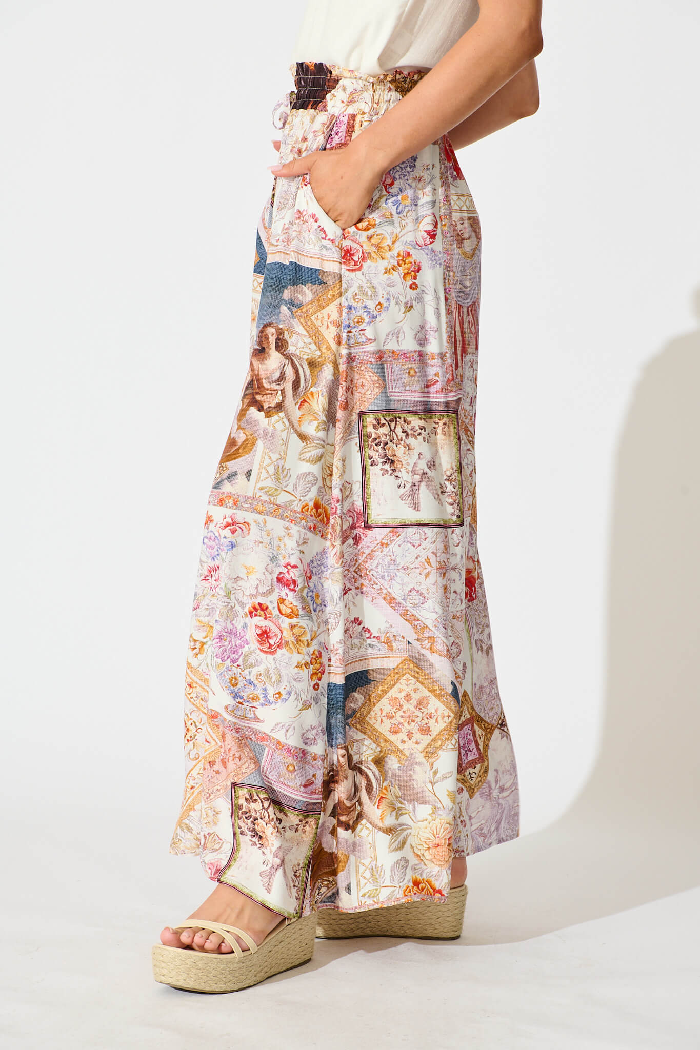 Mariah Pant In White Multi Patchwork - Image 2