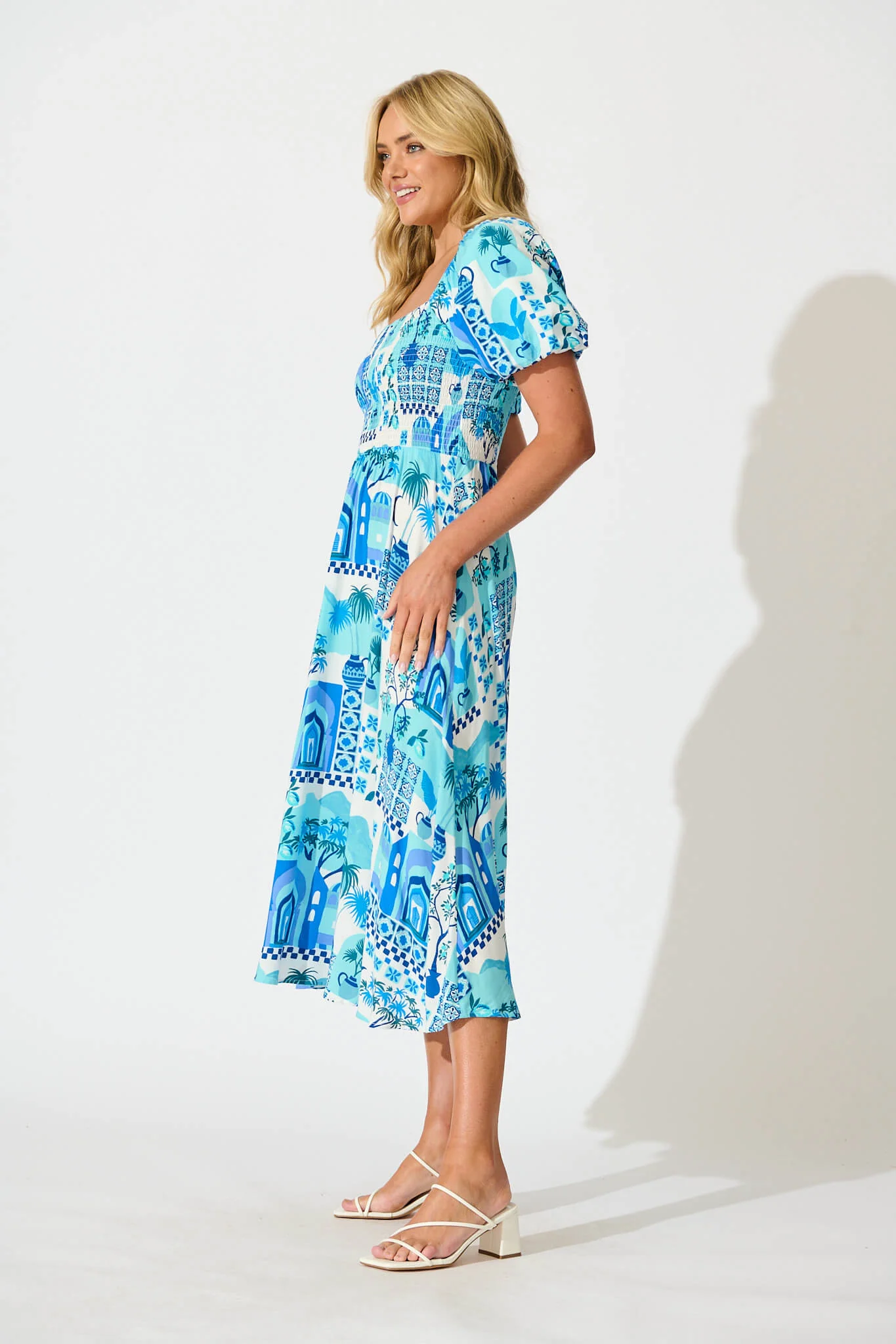 Mariam Midi Dress In Blue Multi - Image 3