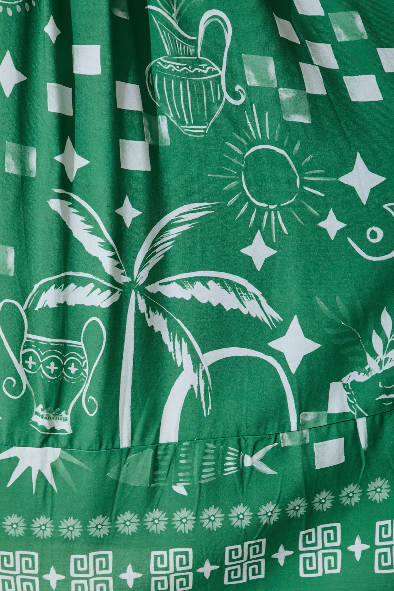 Mariam Midi Dress In Green With White Print - Image 6