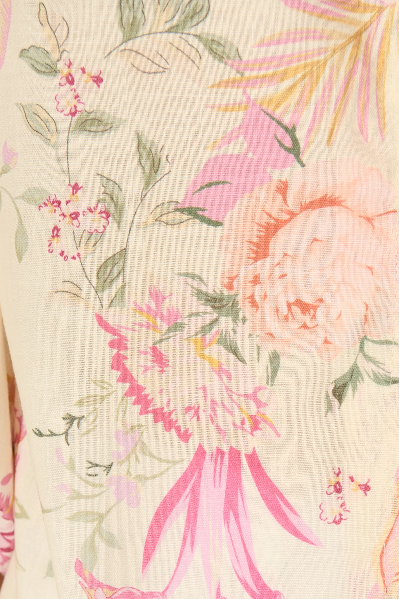Marigold Muse Top In Butter Yellow Pink Floral Linen Blend - Image 6