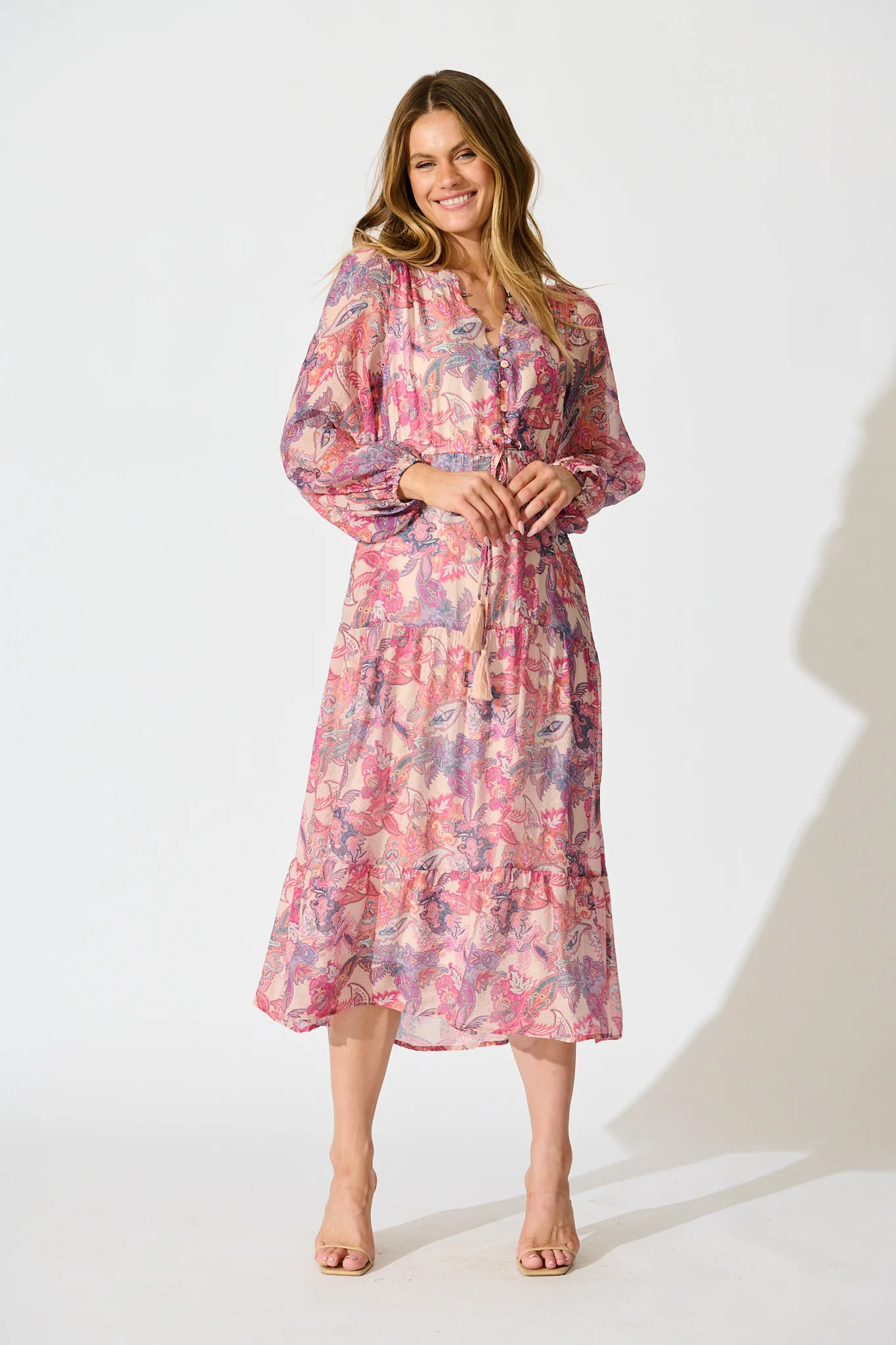 Marise Midi Dress in Pink Multi Print