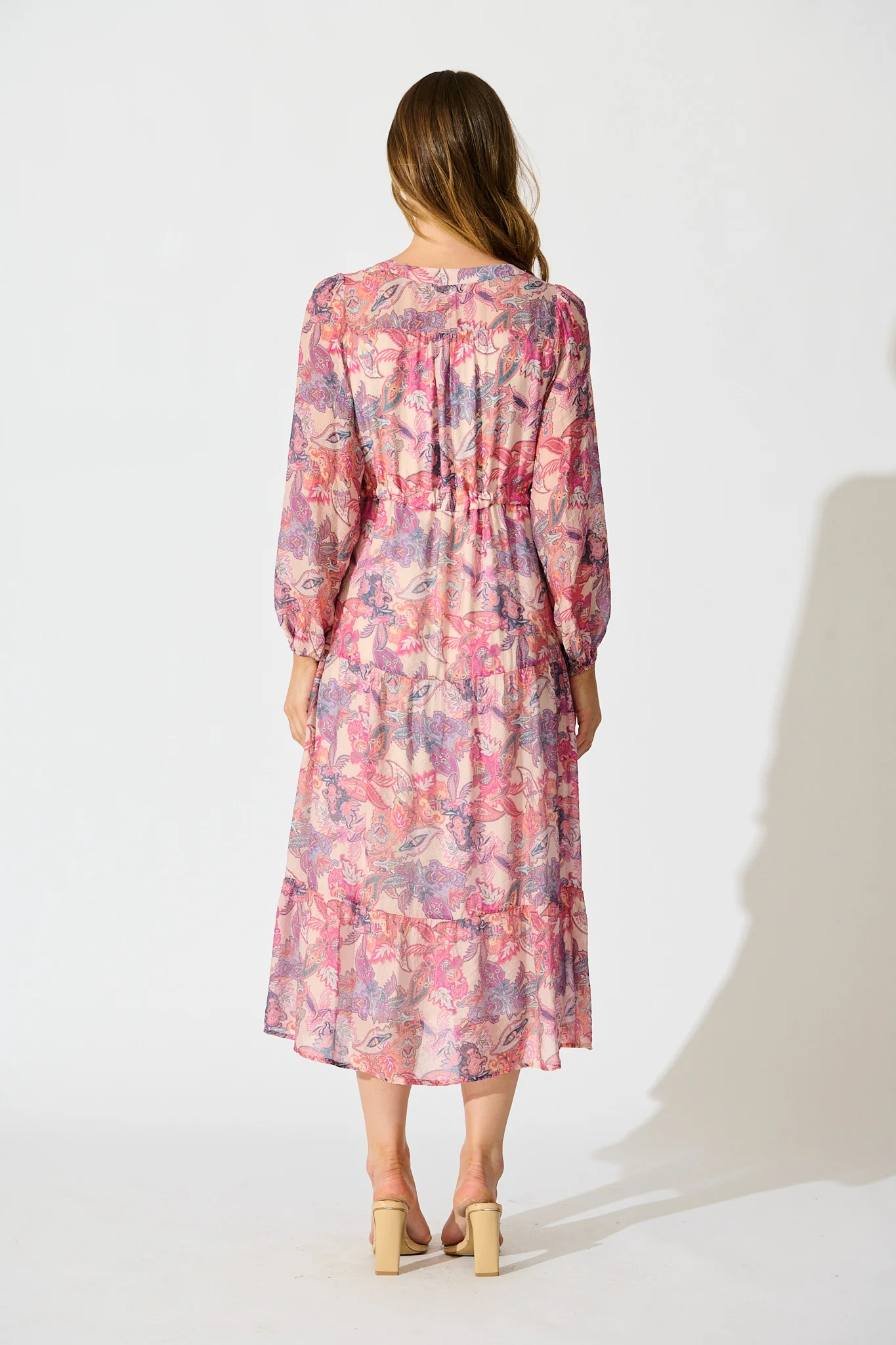Marise Midi Dress in Pink Multi Print - Image 4