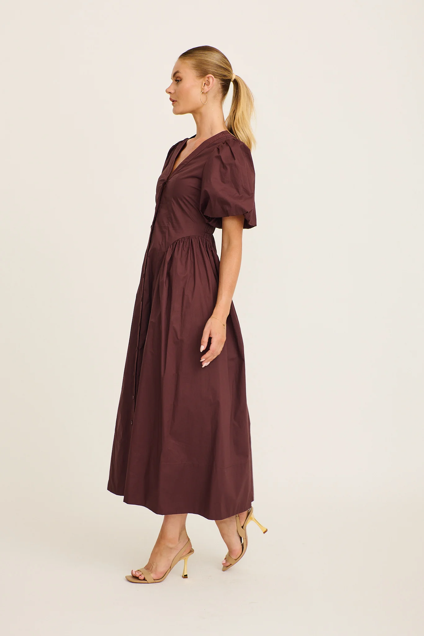 Marna Maxi Dress in Chocolate Cotton - Image 3