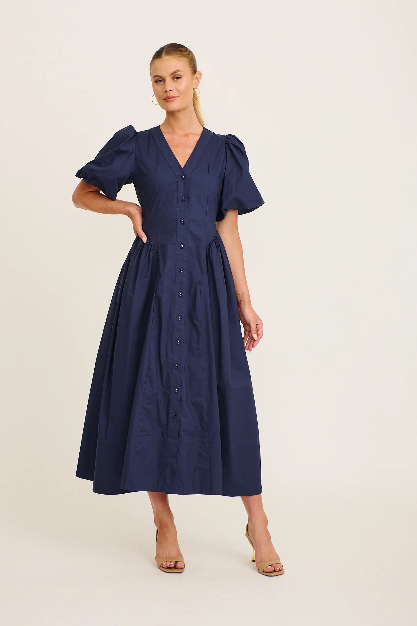 Marna Maxi Dress in Navy Cotton