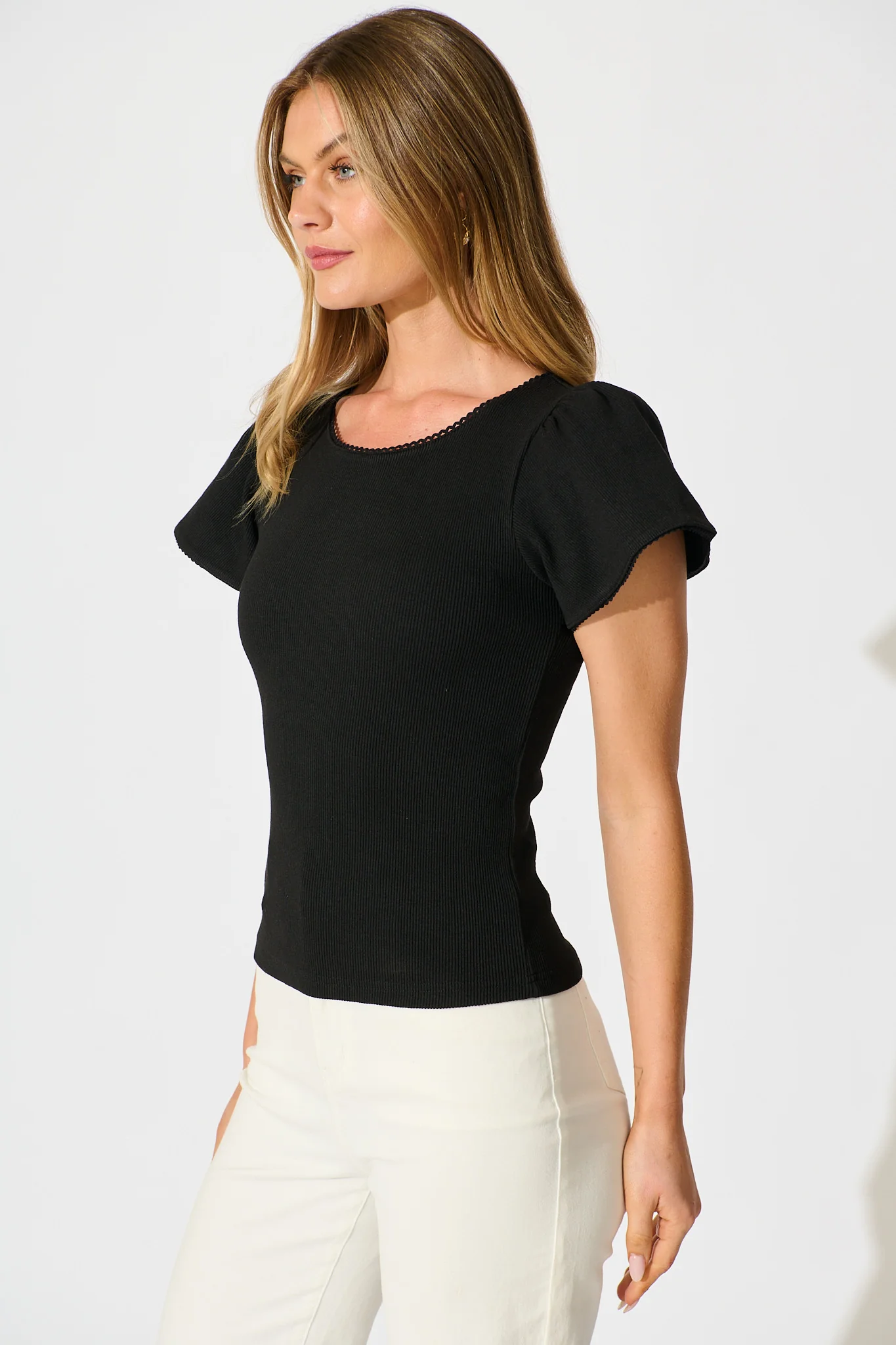 Marsha Top In Black Cotton - Image 2