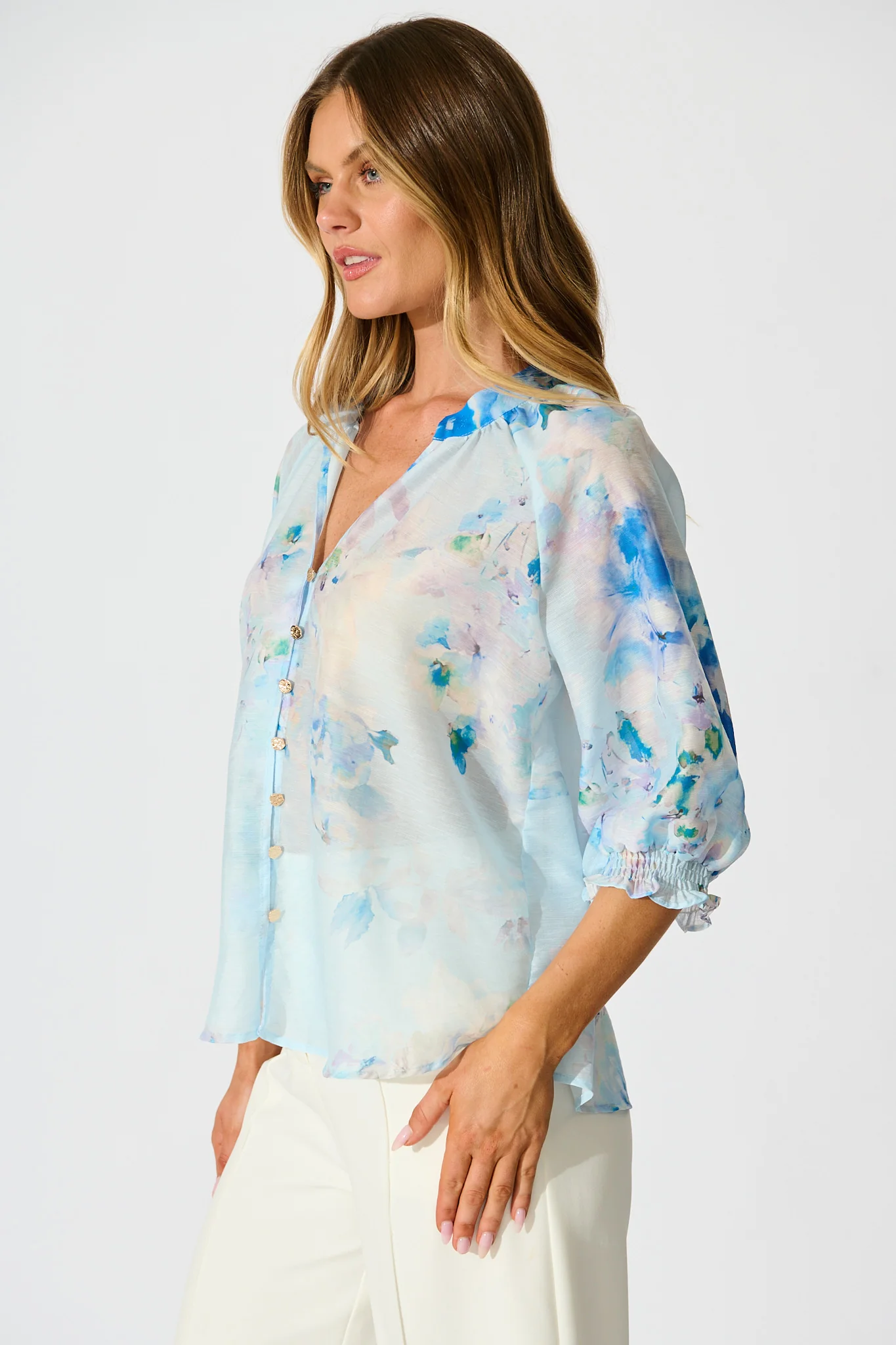 Martisha Top in Blue Floral - Image 2