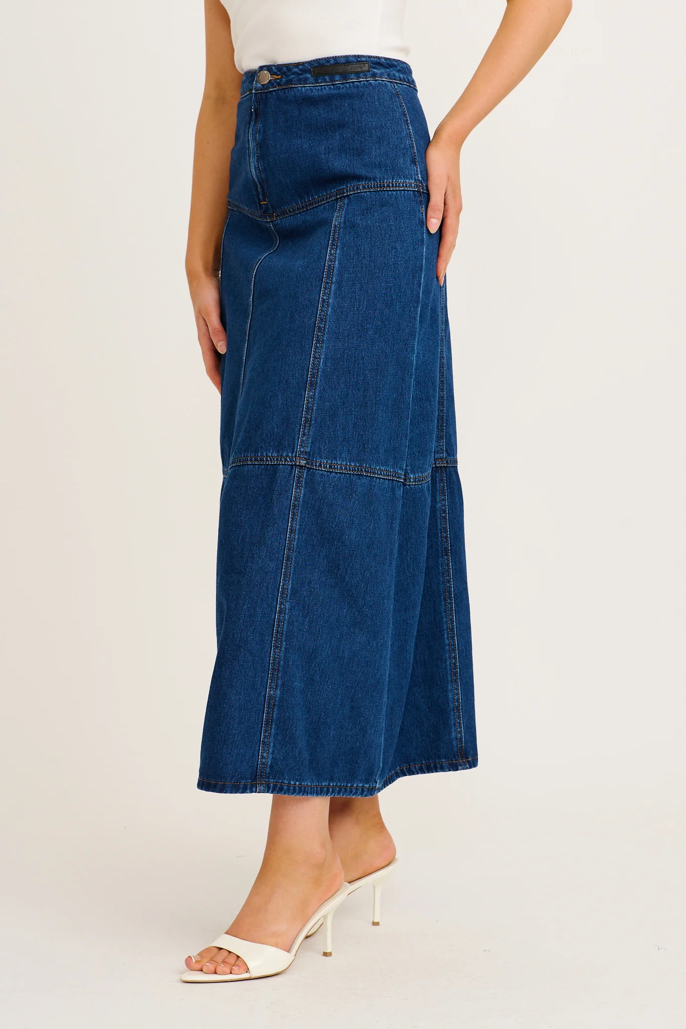 Maryanne Maxi Skirt in Mid Blue Wash Denim - Image 2