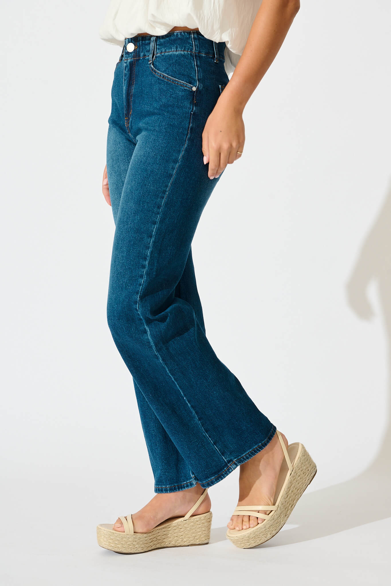 Maxille High Rise Wide Leg Jean in Dark Blue Denim - Image 2