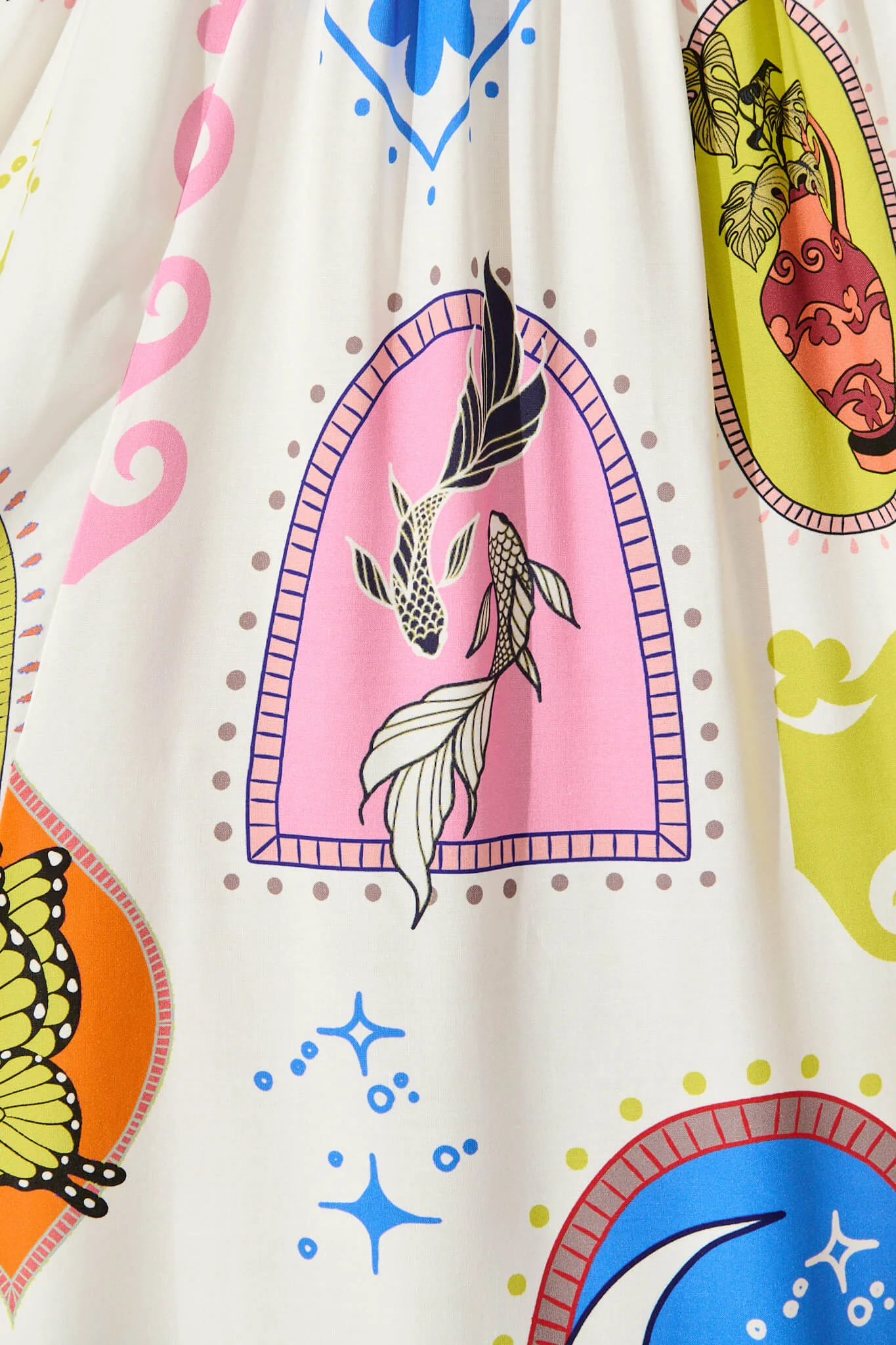 Mayview Midi Dress In White With Bright Print - Image 6