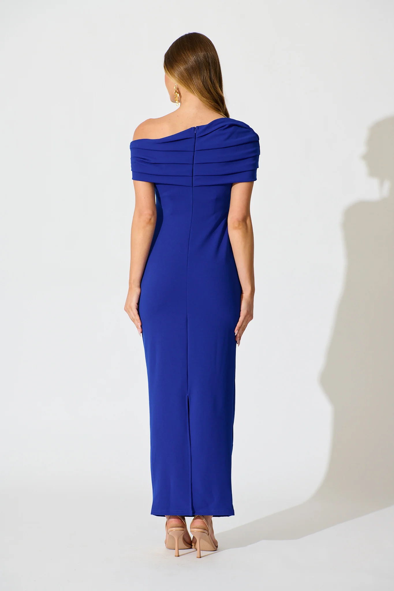 Mazari Off Shoulder Maxi Dress in Cobalt Blue - Image 4