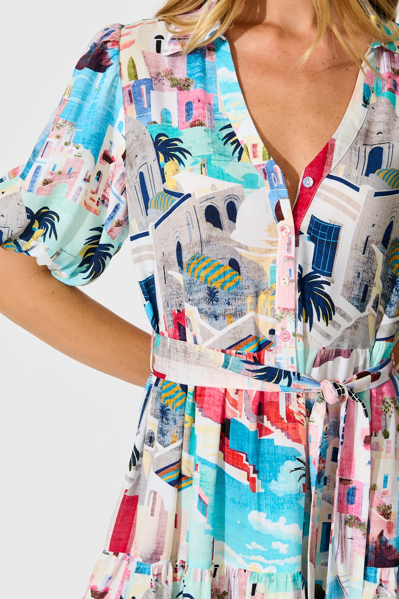 Mediterranean Muse Dress in Multi Print - Image 5