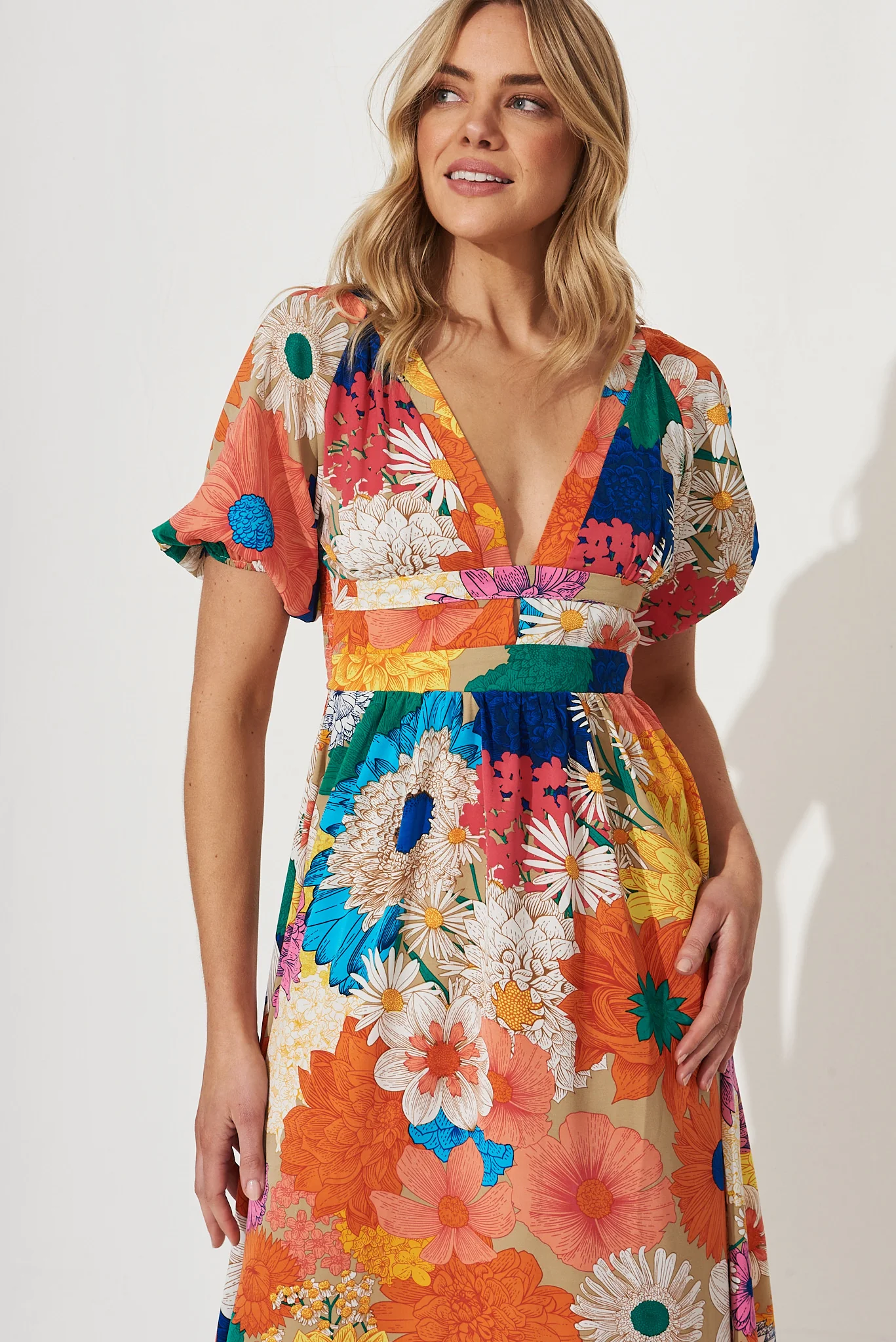 Mel Maxi Dress In Bright Multi Floral - Image 2