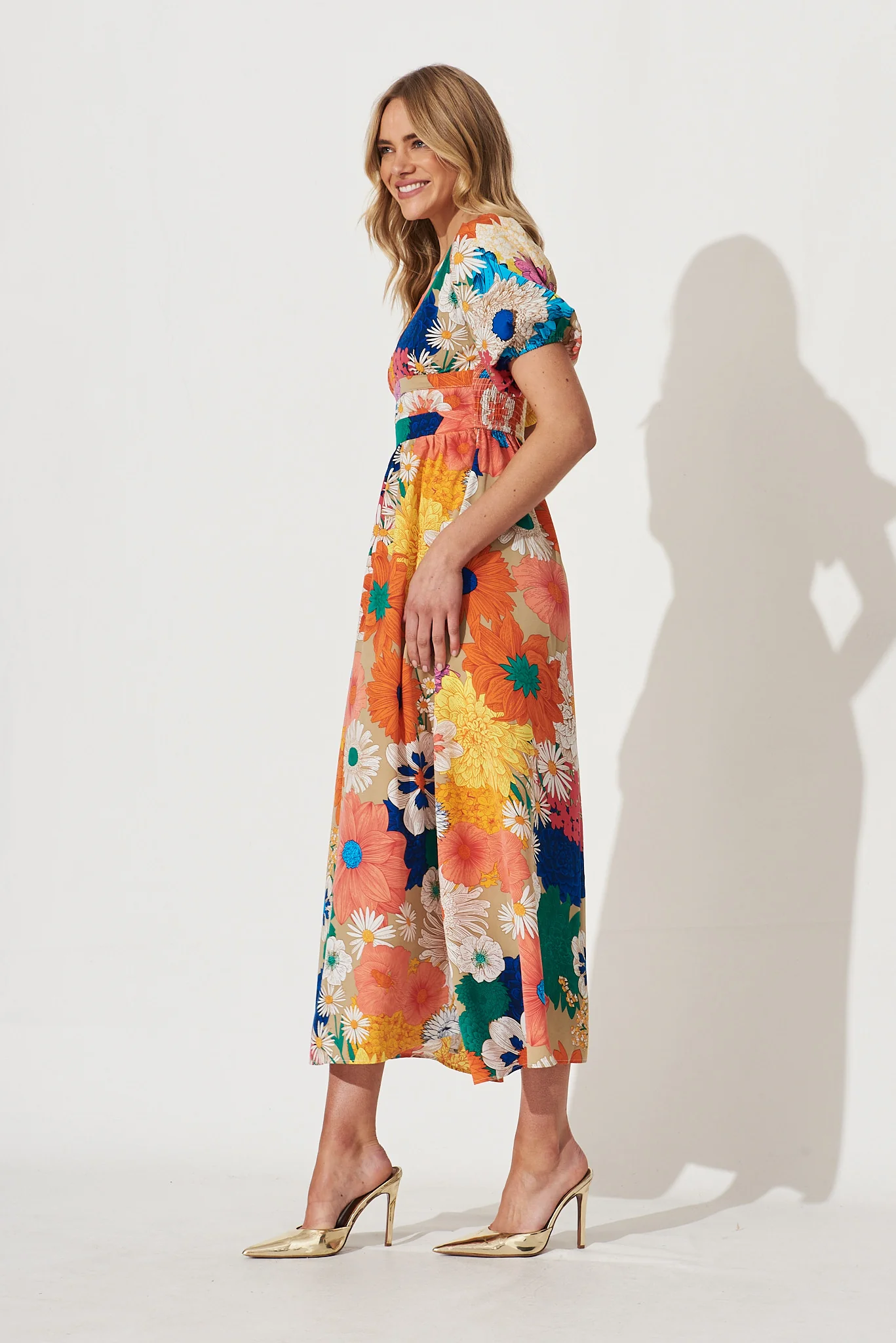 Mel Maxi Dress In Bright Multi Floral - Image 3