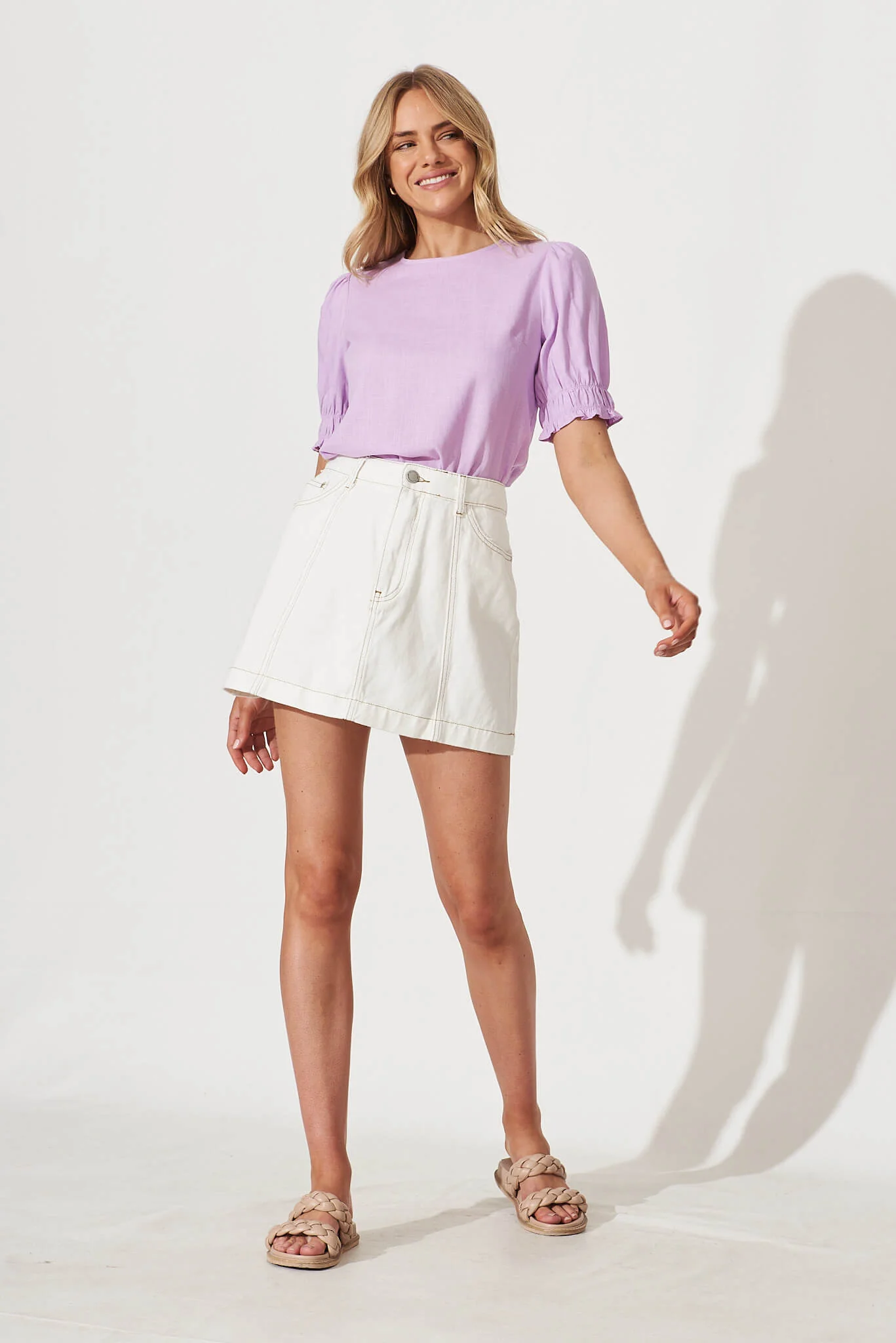 Melanie Top In Lilac Linen Blend - Image 7