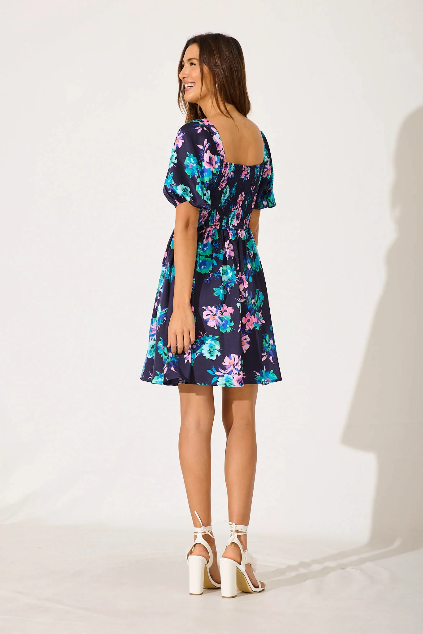 Meli Dress In Navy With Lilac Multi Floral - Image 4