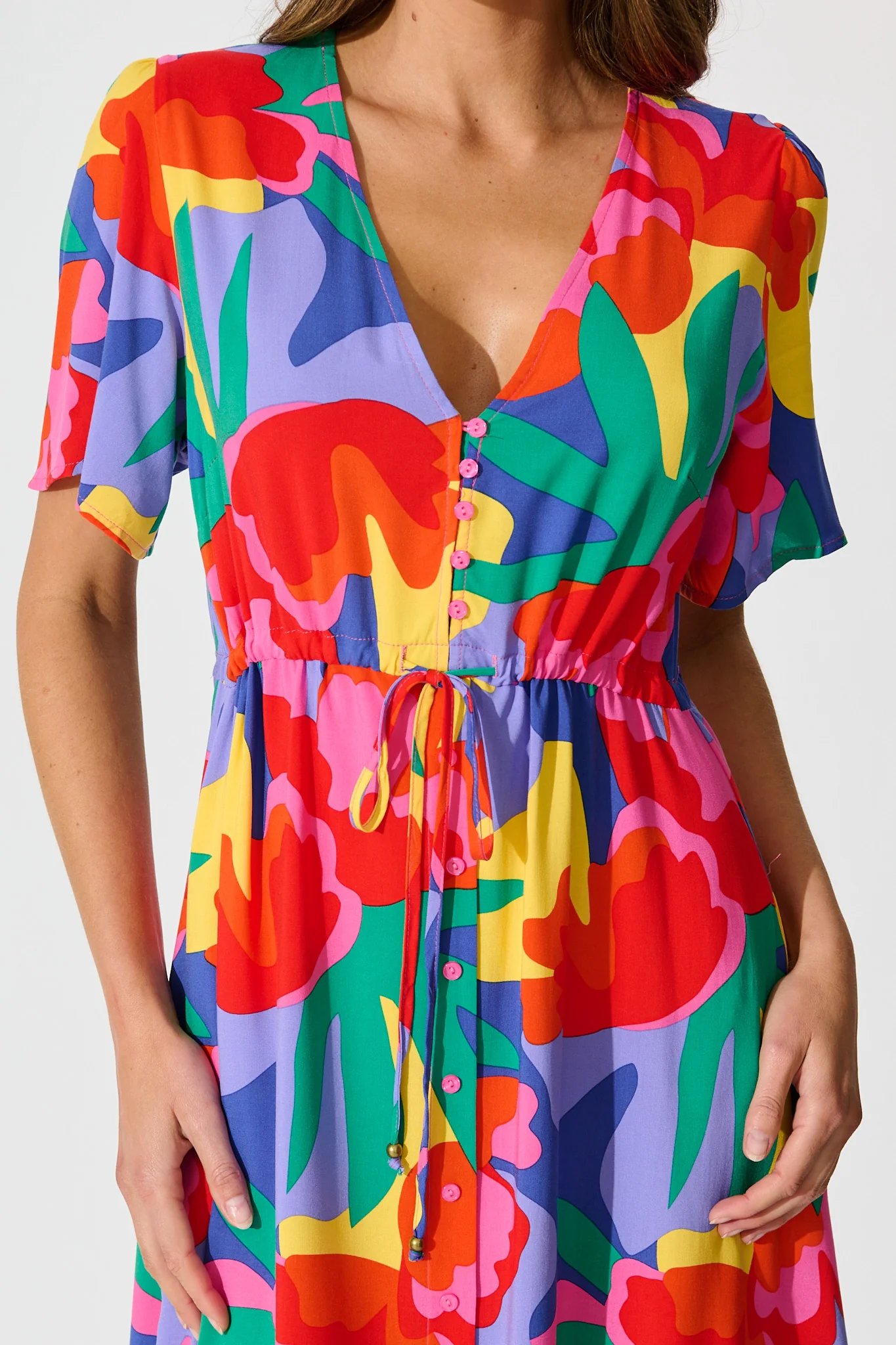 Melody Midi Dress in Bright Multi Print - Image 5