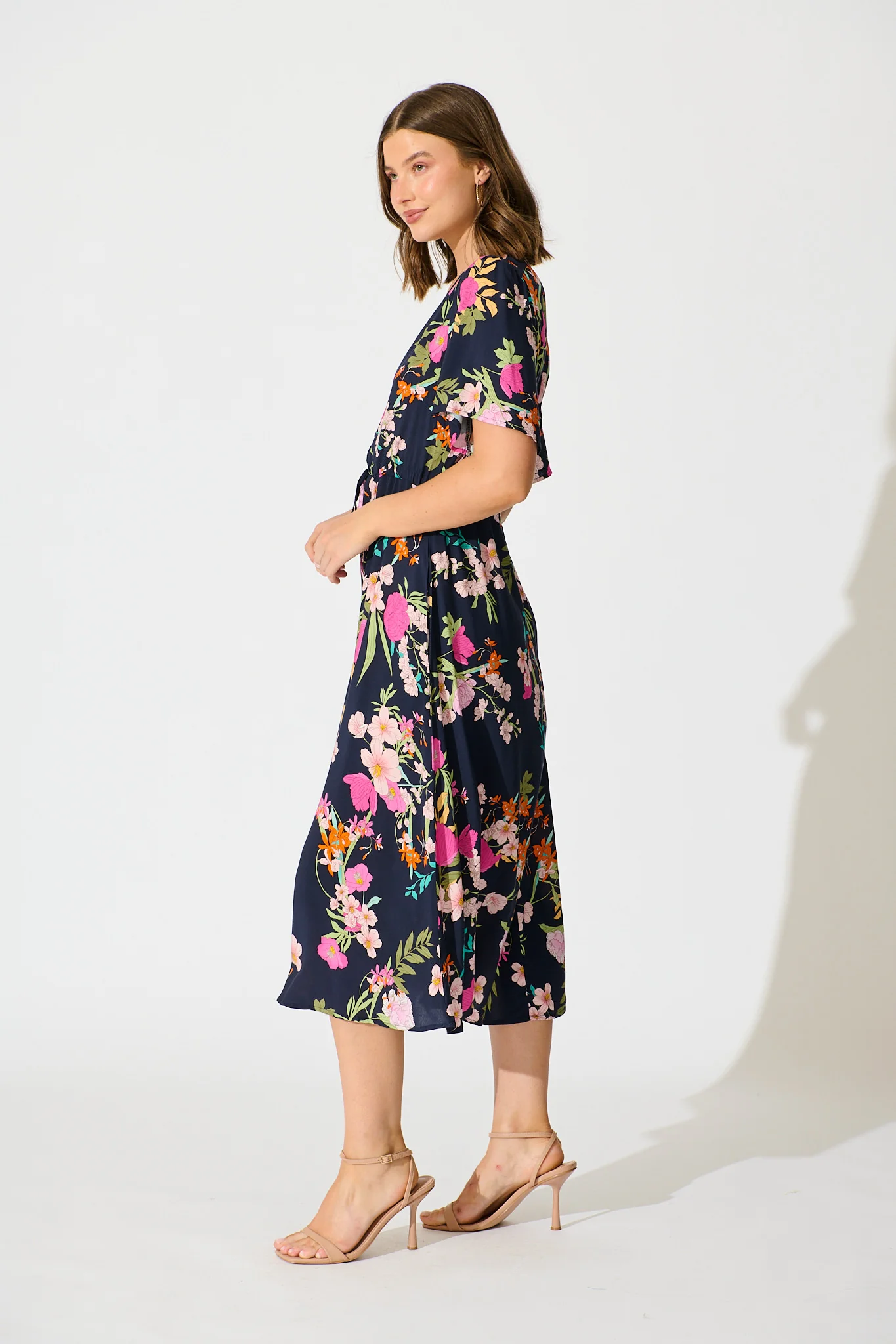 Melody Midi Dress in Navy Multi Floral - Image 3