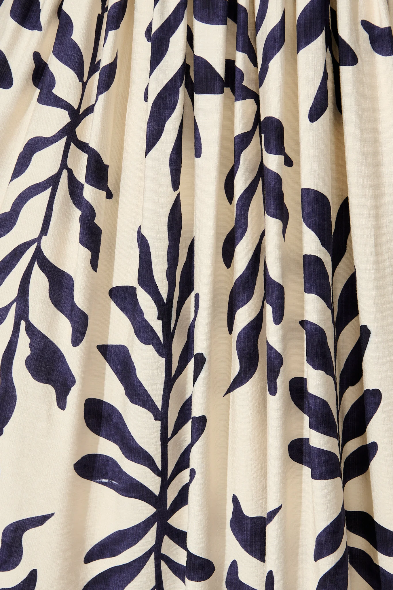 Merryn Midi Skirt in Cream with Navy Leaf Linen Blend - Image 6