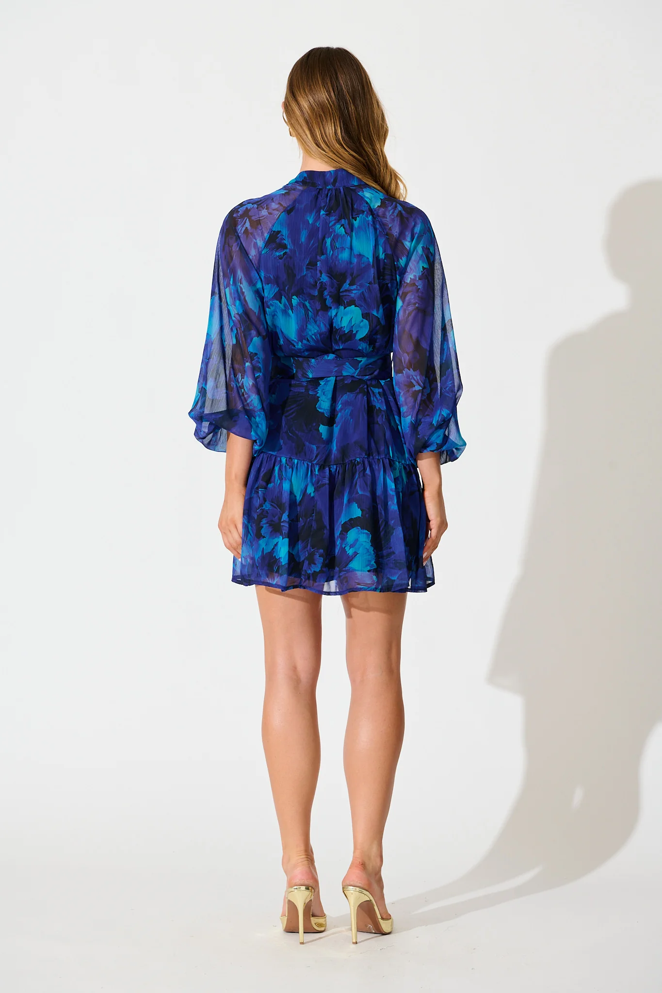 Mica Dress in Blue Watercolour Chiffon - Image 4