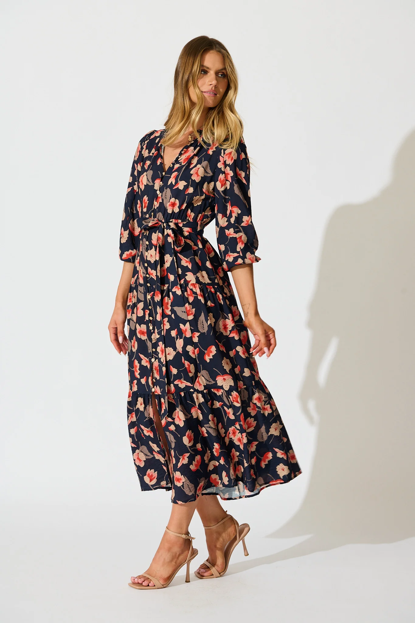 Midnight Bloom Maxi Dress in Navy Floral - Image 3