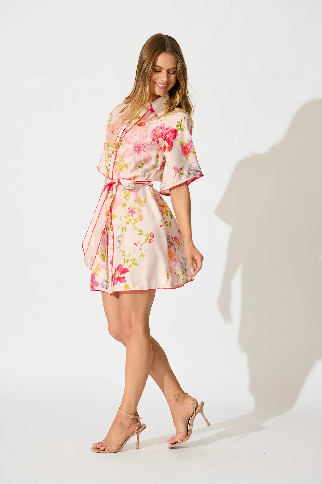 Miela Shirt Dress in Light Blush Floral - Image 4