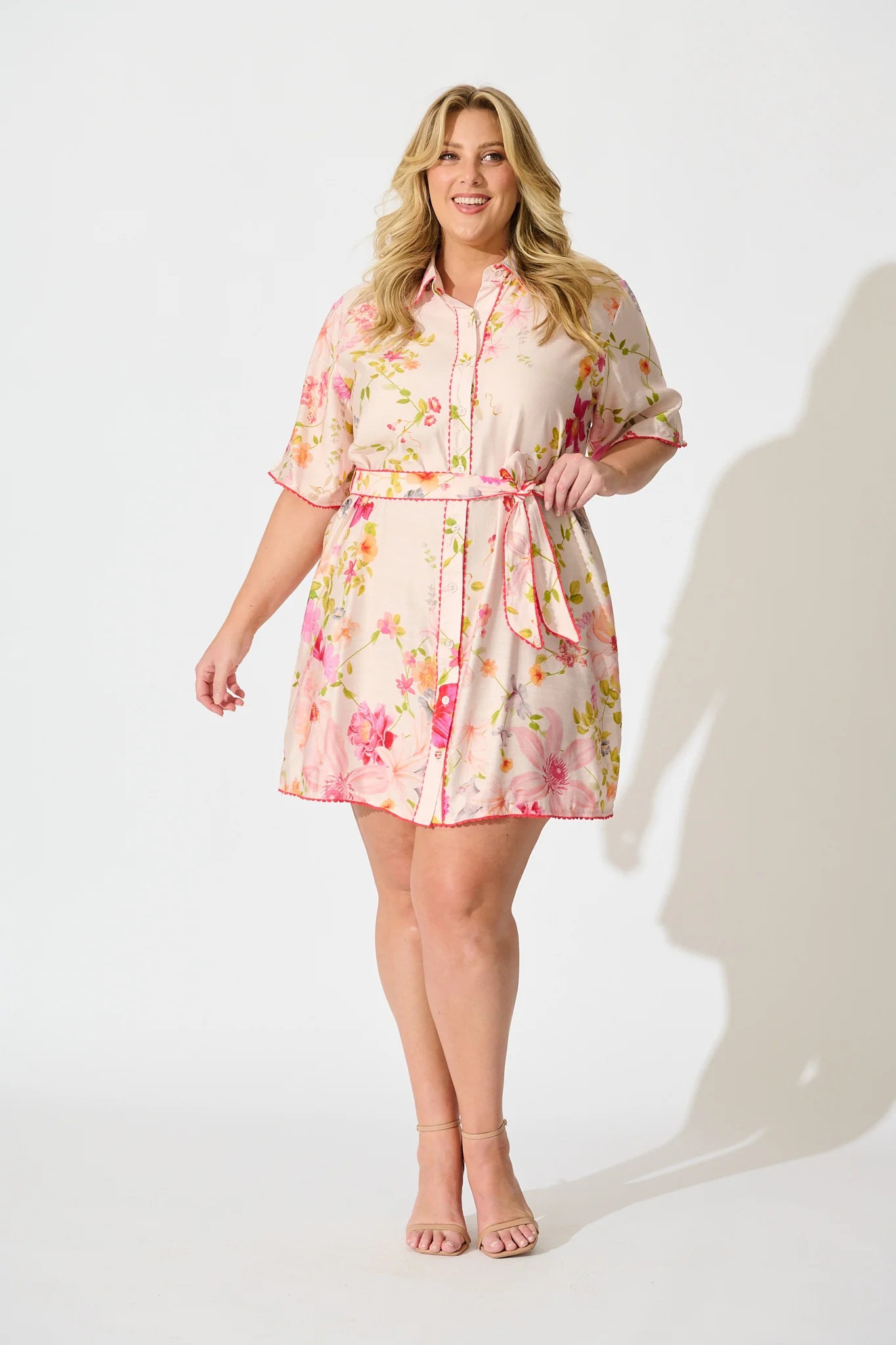 Miela Shirt Dress in Light Blush Floral - Image 9