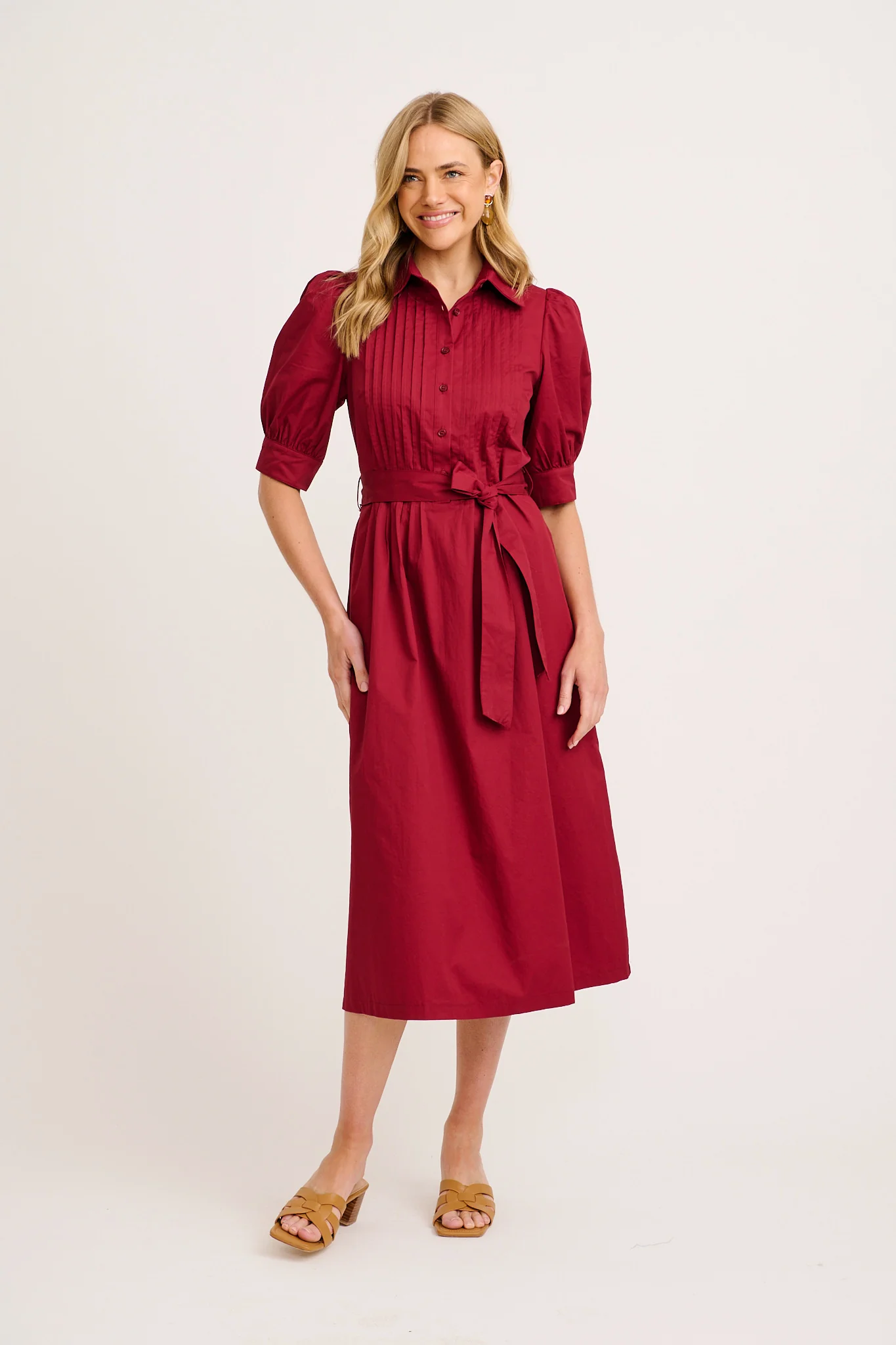 Mila Midi Dress in Wine Cotton - Image 2