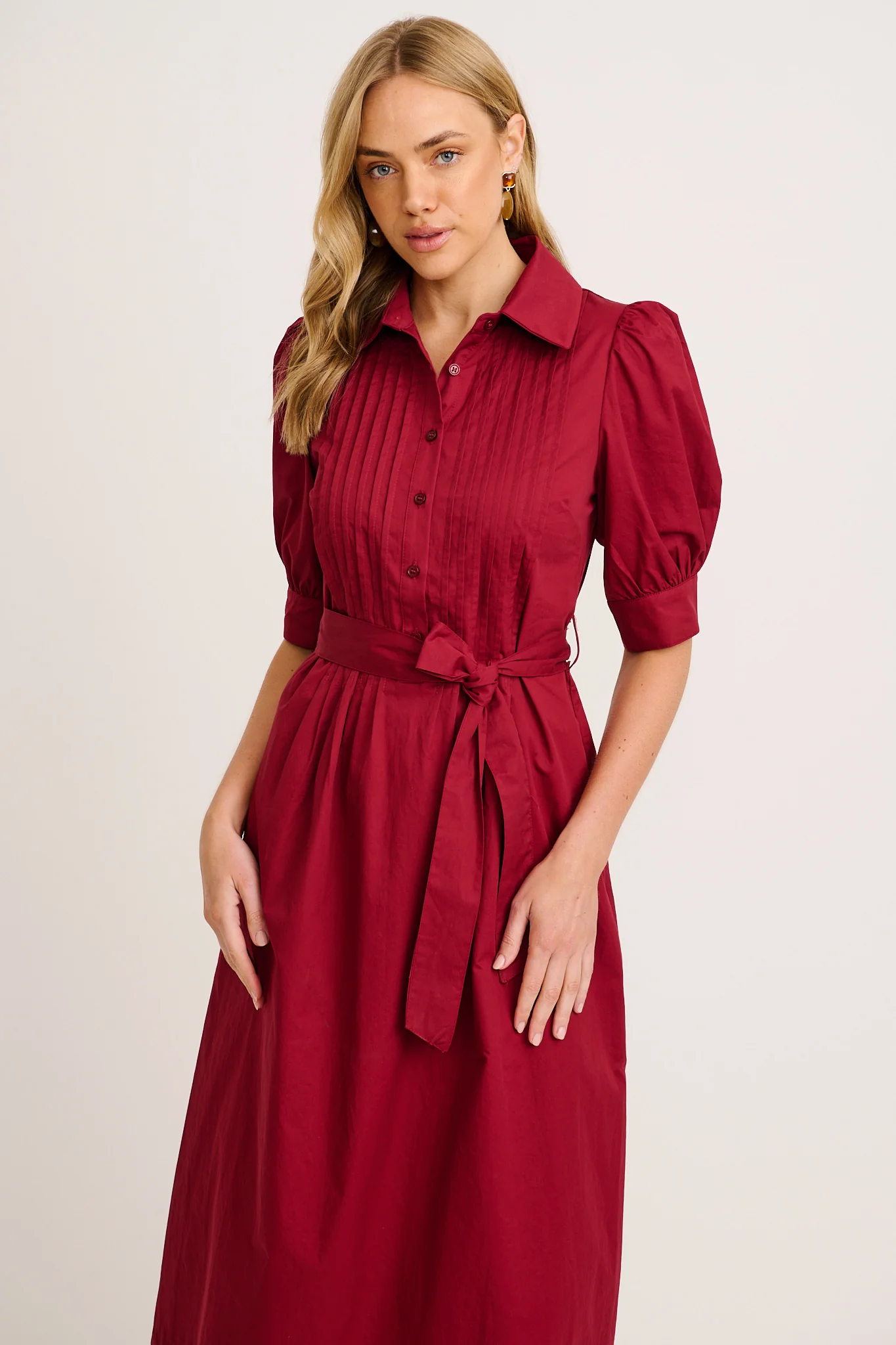 Mila Midi Dress in Wine Cotton - Image 3