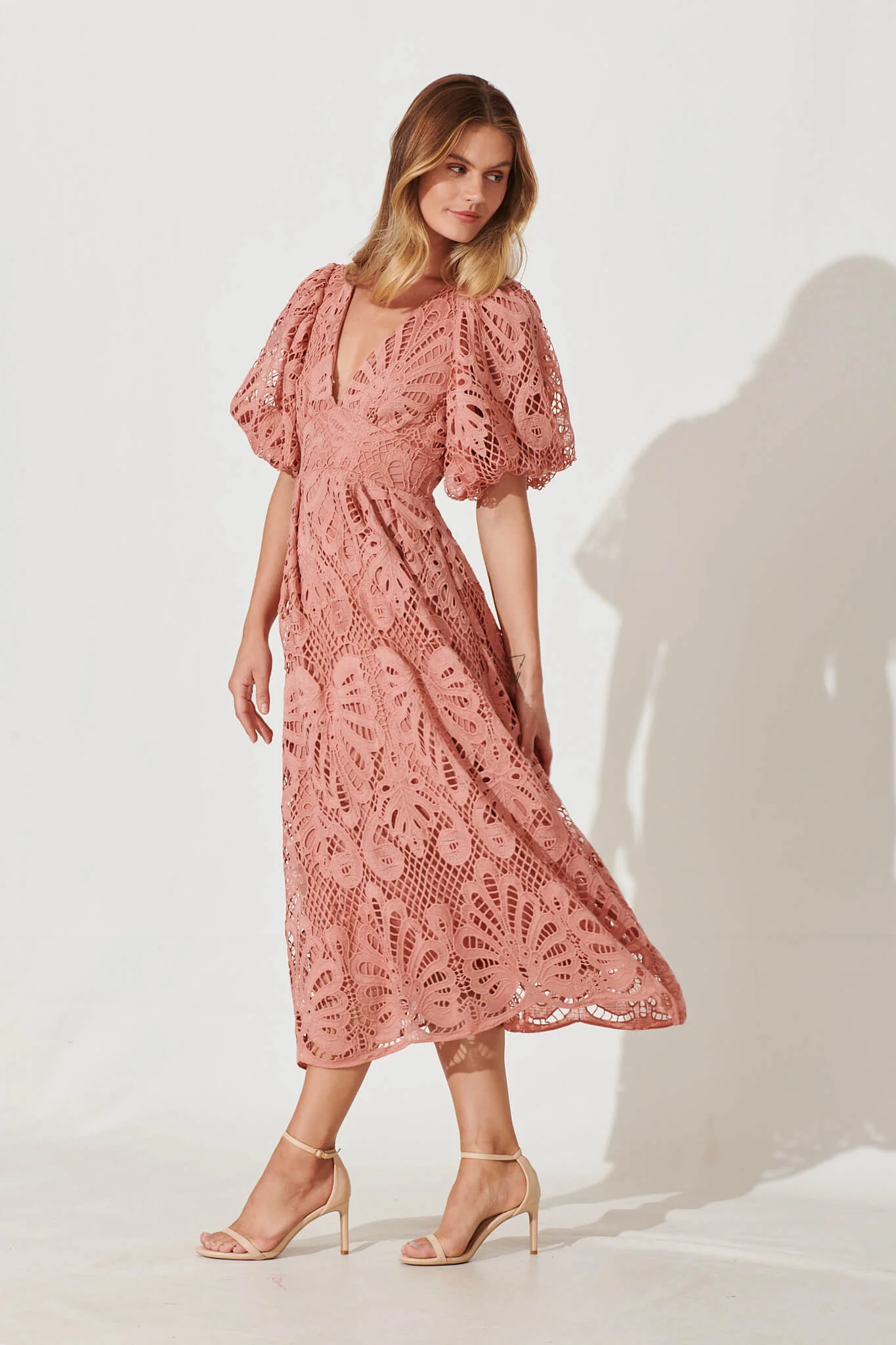 Millie Lace Maxi Dress In Dusty Rose - Image 3