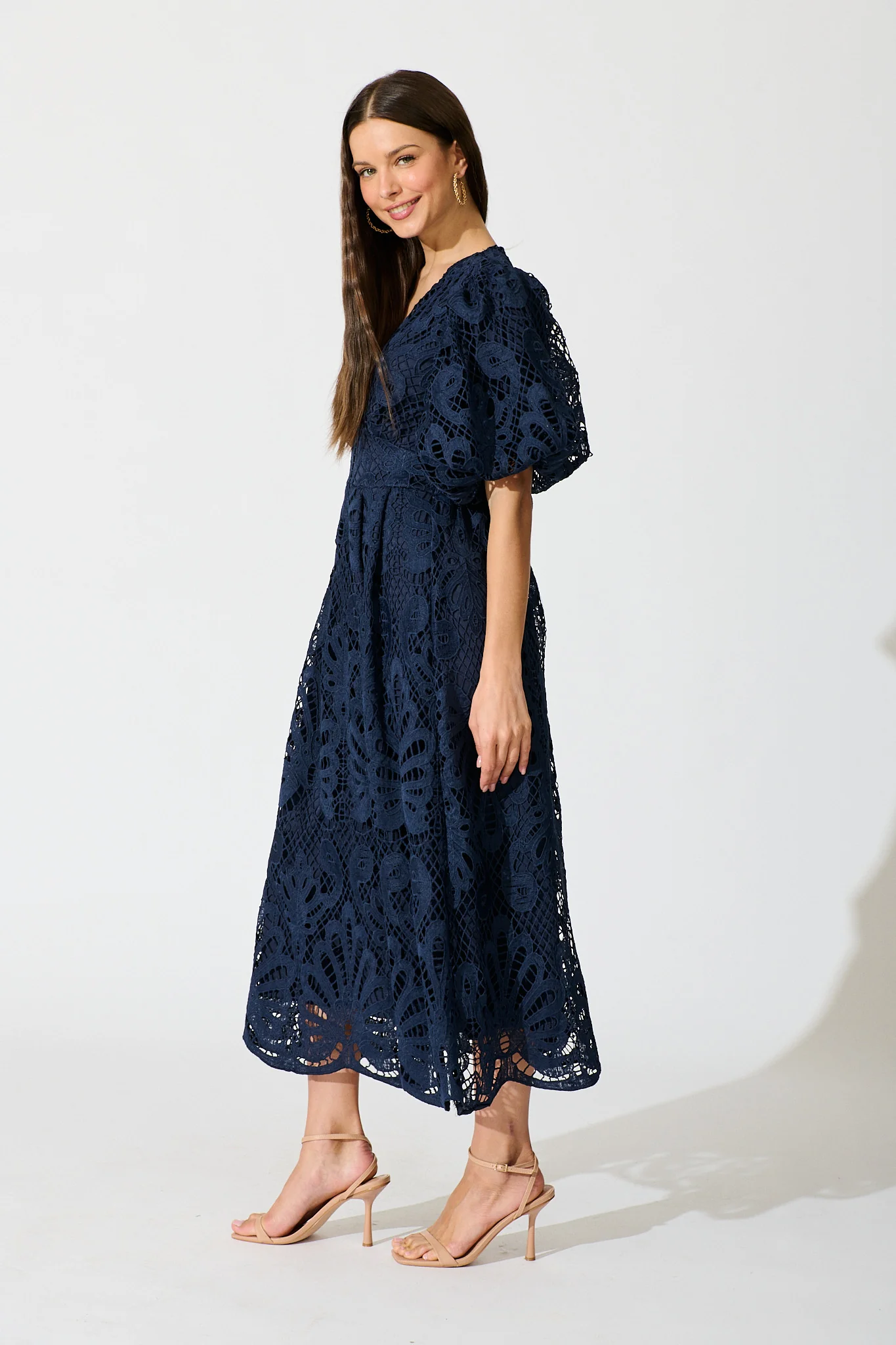 Millie Lace Maxi Dress In Navy - Image 5