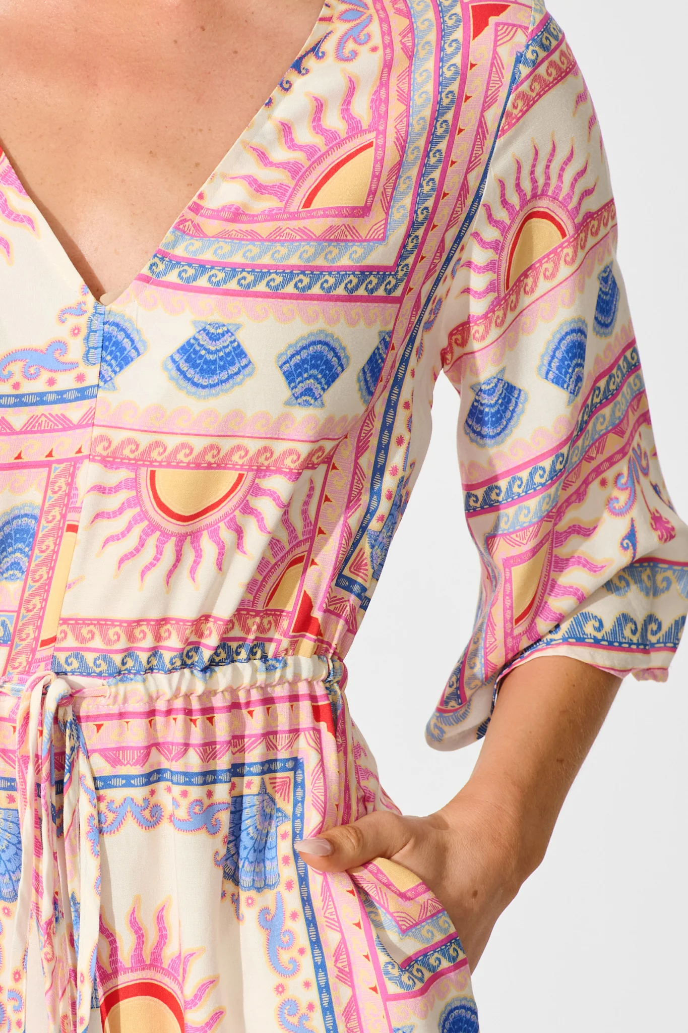 Milos Playsuit in Pink Tile Print - Image 5