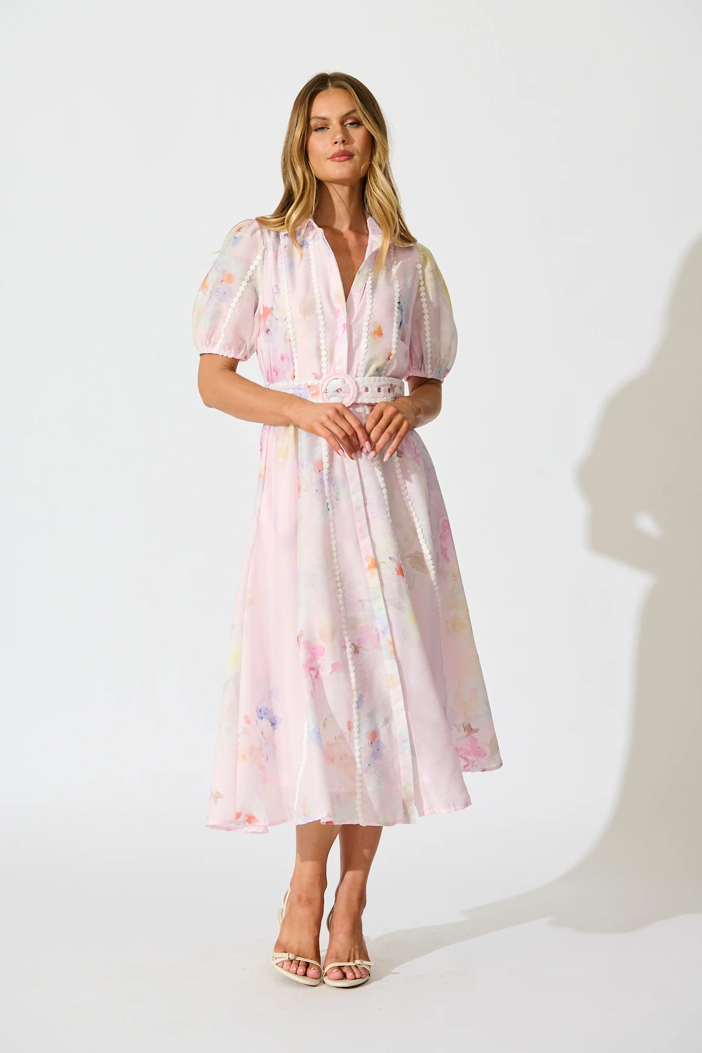 Mimi Maxi Shirt Dress in Light Pink Floral