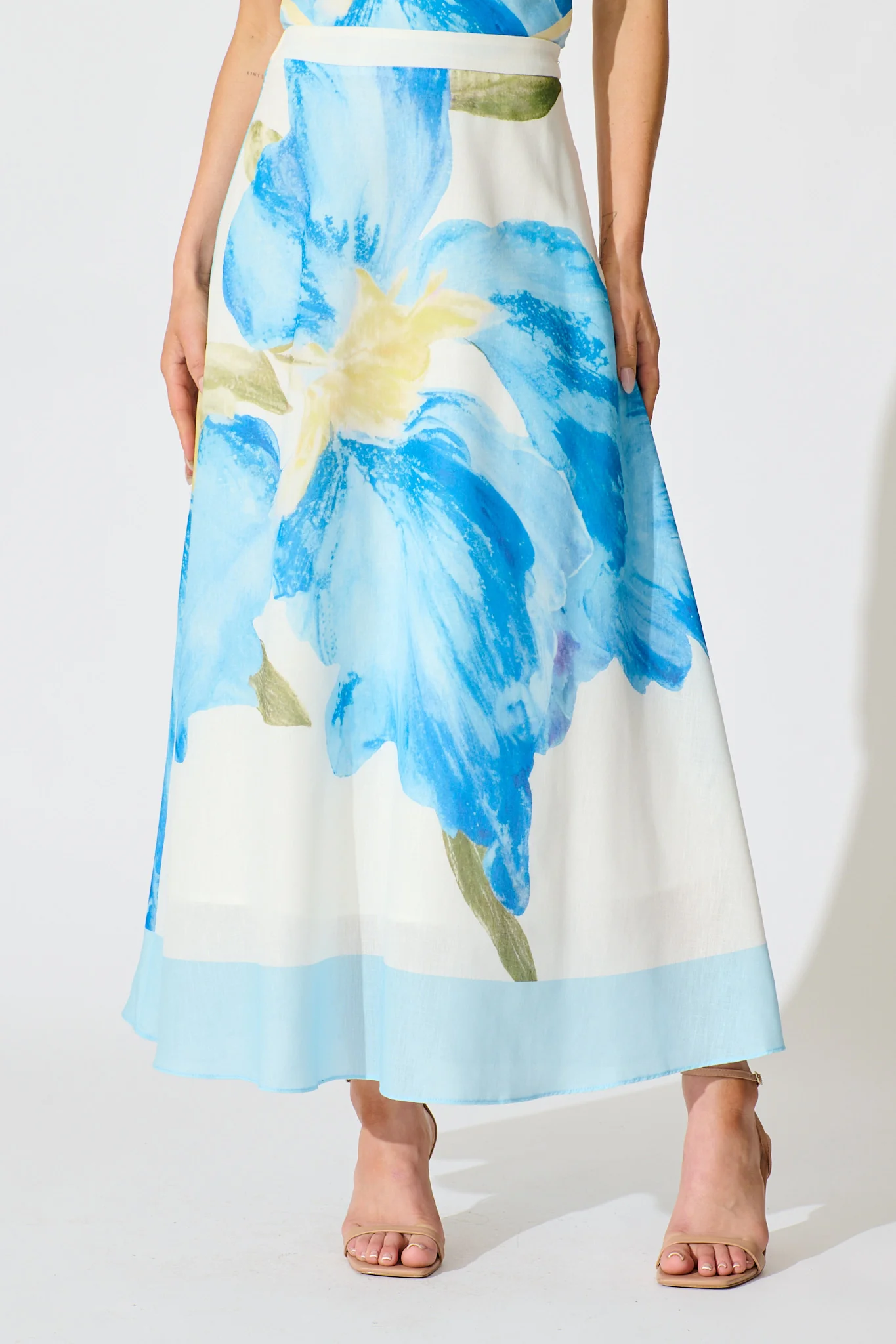 Mireya Maxi Skirt in Blue Floral